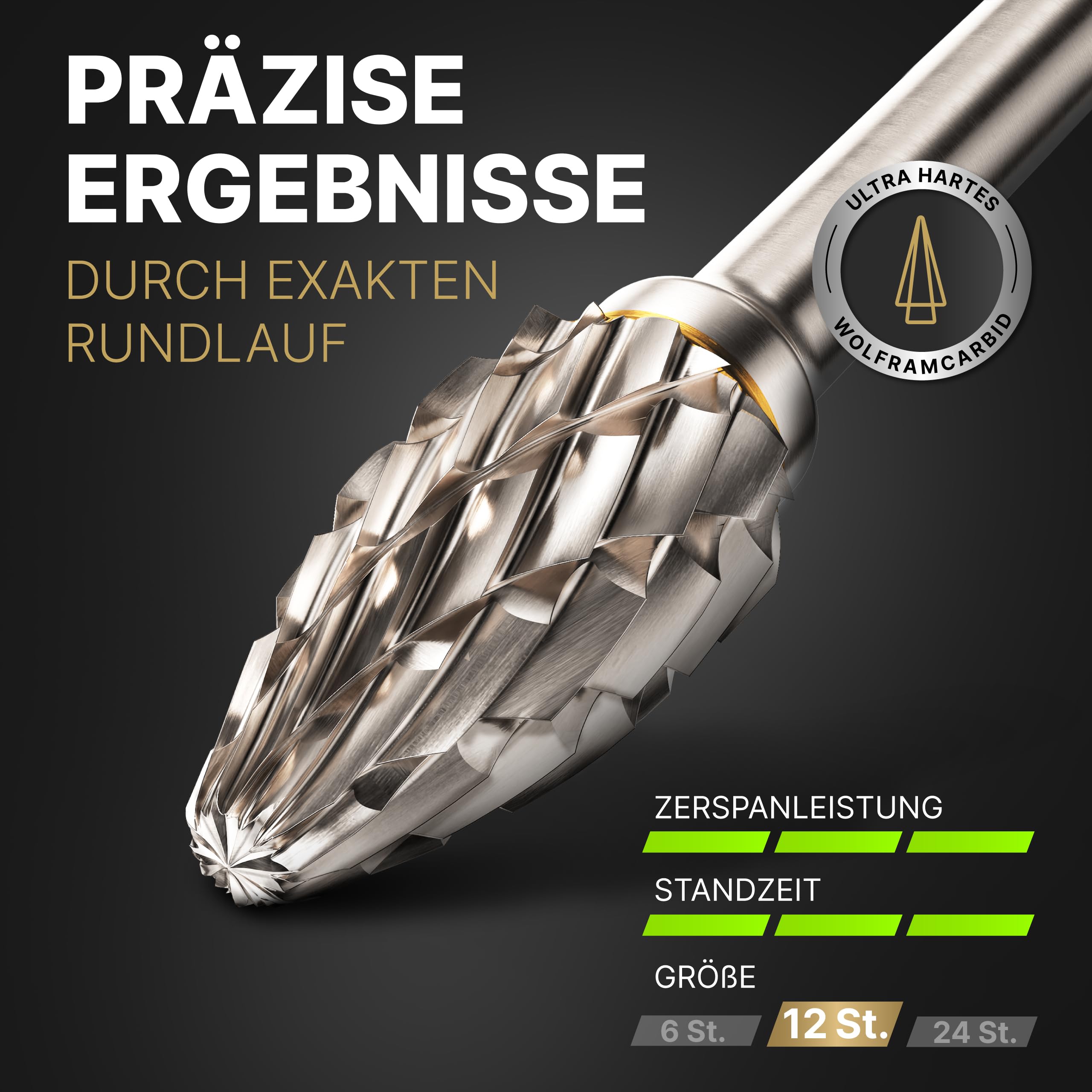 Hartmetall Frässtifte Komplett-Set (24 Stück) mit 3mm Schaft