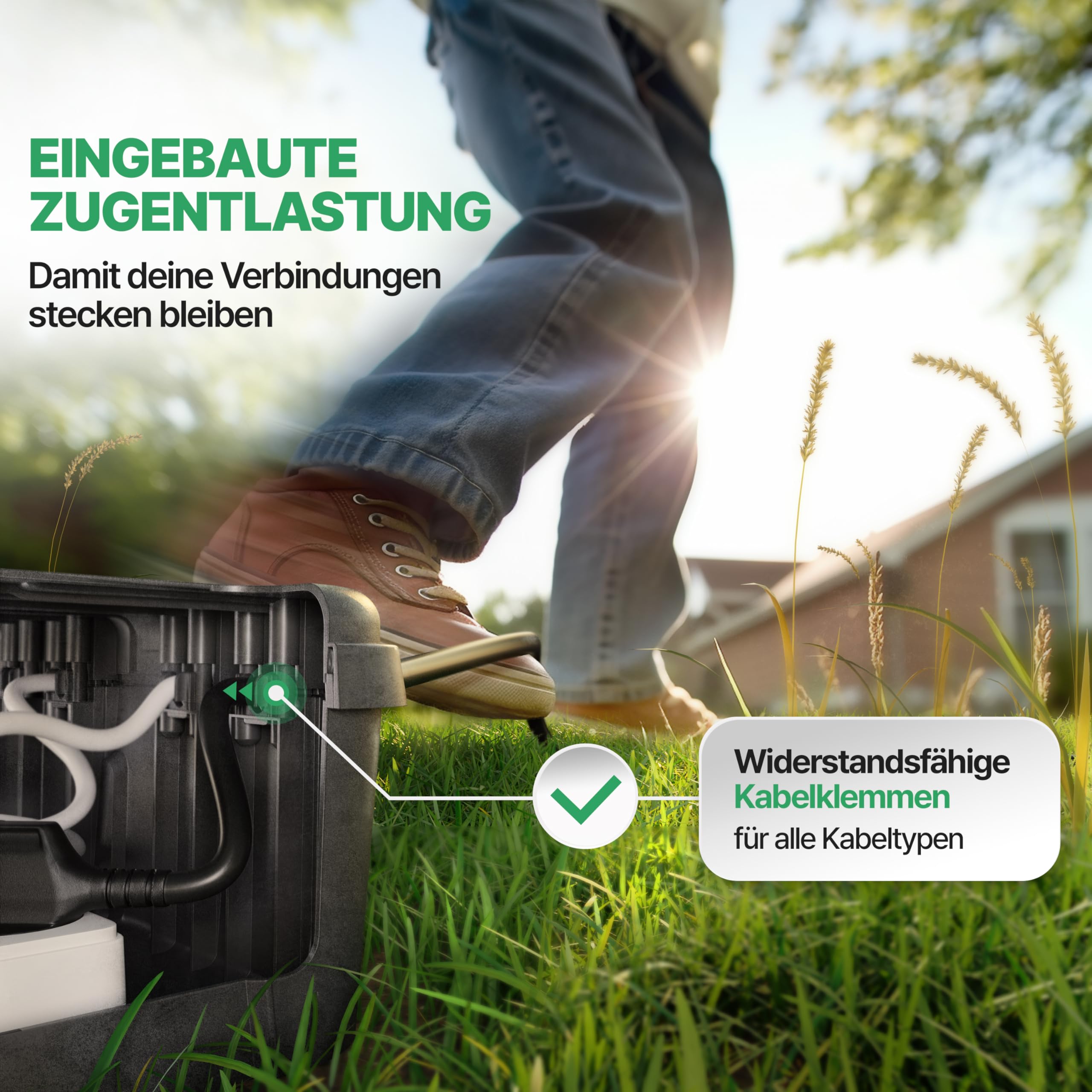 Wetterfeste Kabelbox (IP54) mit 6 Kabeleingängen