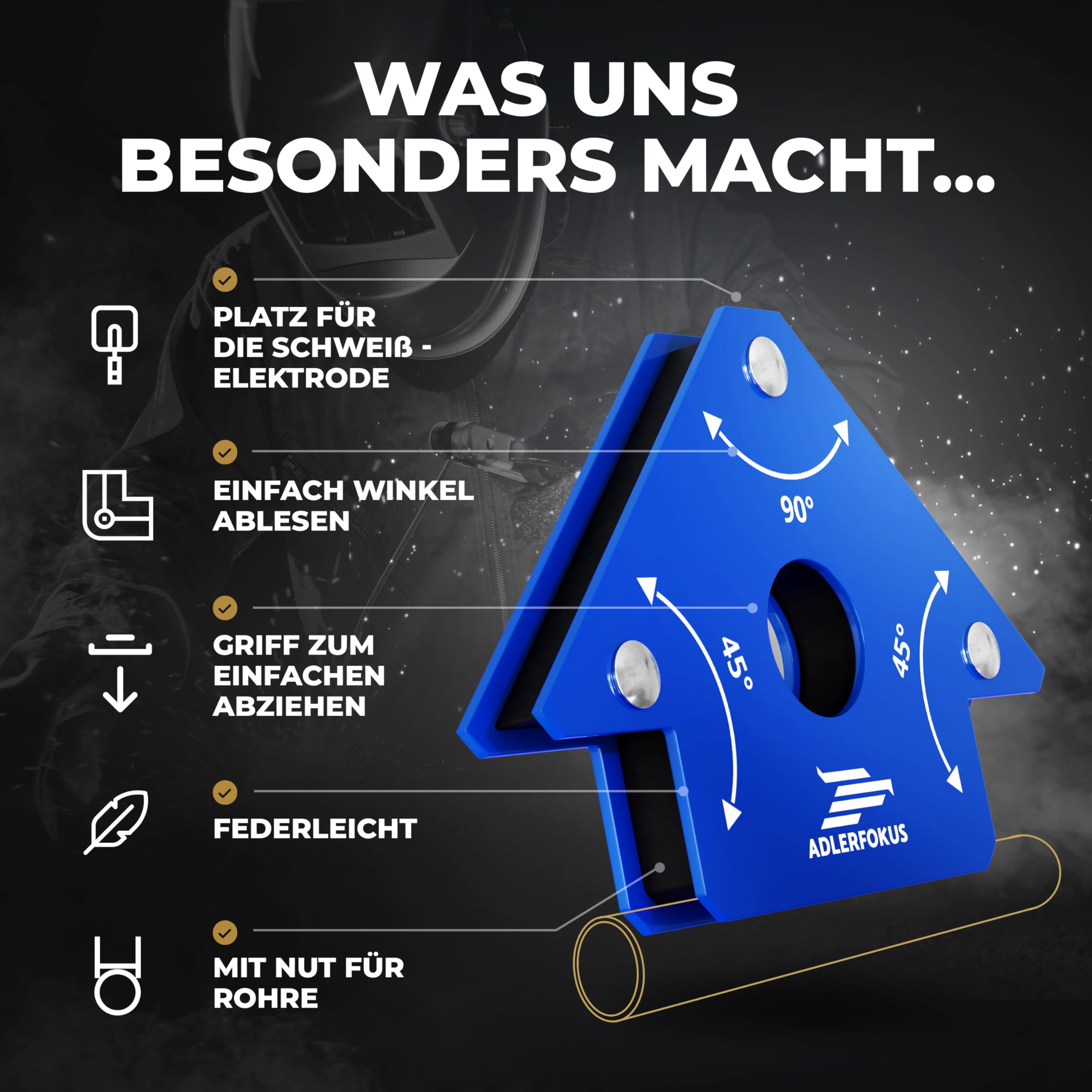 Schweißmagnet Set (6 Stück) mit bis zu 11,3 KG Haftkraft
