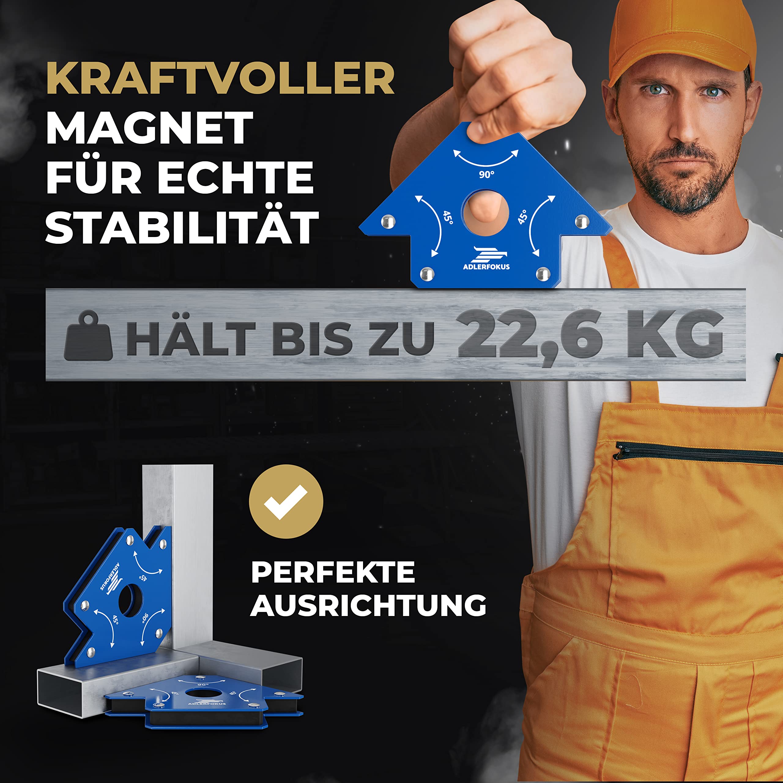 Schweißmagnet Set (2 Stück) mit bis 11kg / 22kg / 45kg Haftkraft