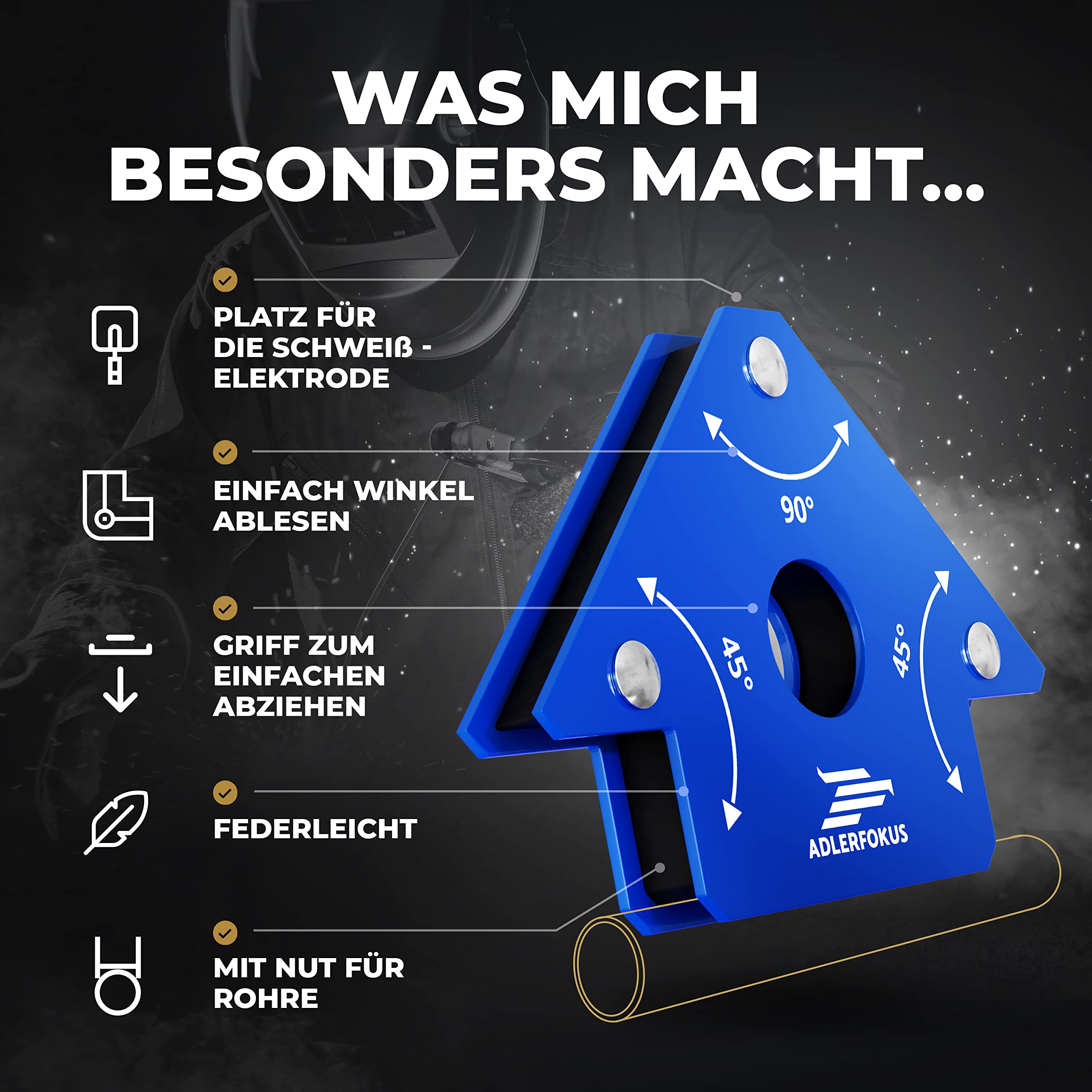 Schweißmagnet Set (2 Stück) mit bis 11kg / 22kg / 45kg Haftkraft