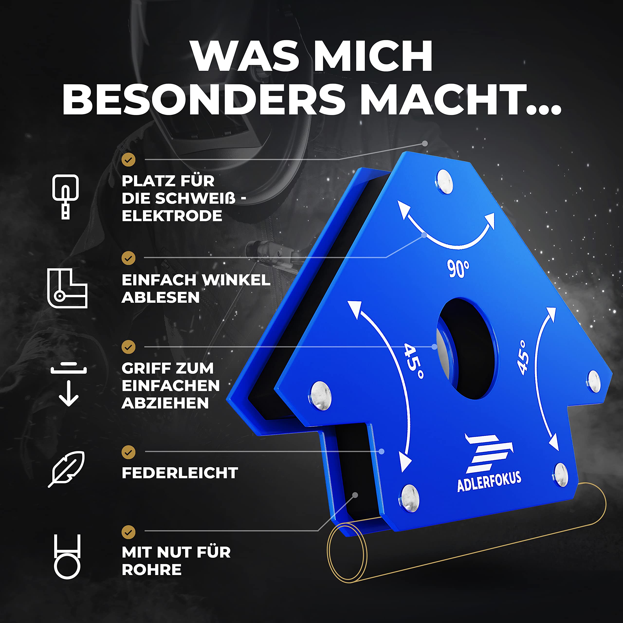 Schweißmagnet Set (2 Stück) mit bis 11kg / 22kg / 45kg Haftkraft