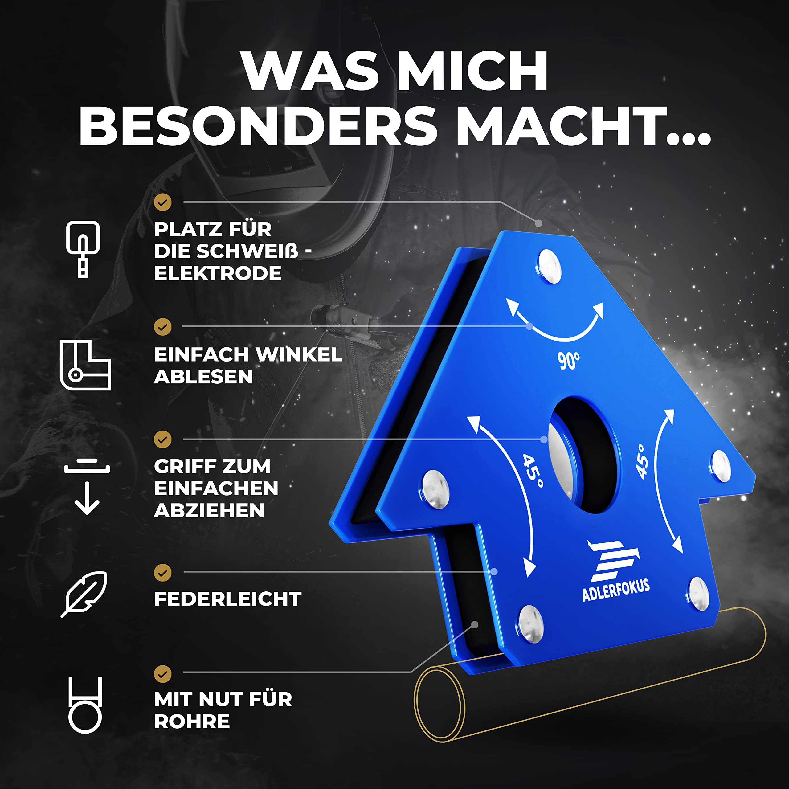 Schweißmagnet Set (2 Stück) mit bis 11kg / 22kg / 45kg Haftkraft