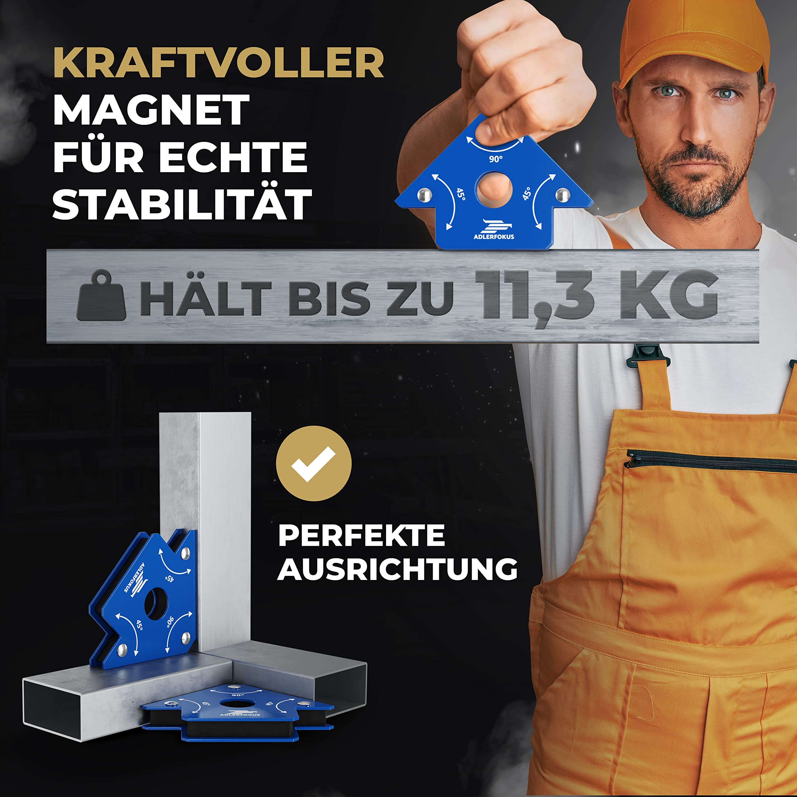 Schweißmagnet Set (2 Stück) mit bis 11kg / 22kg / 45kg Haftkraft
