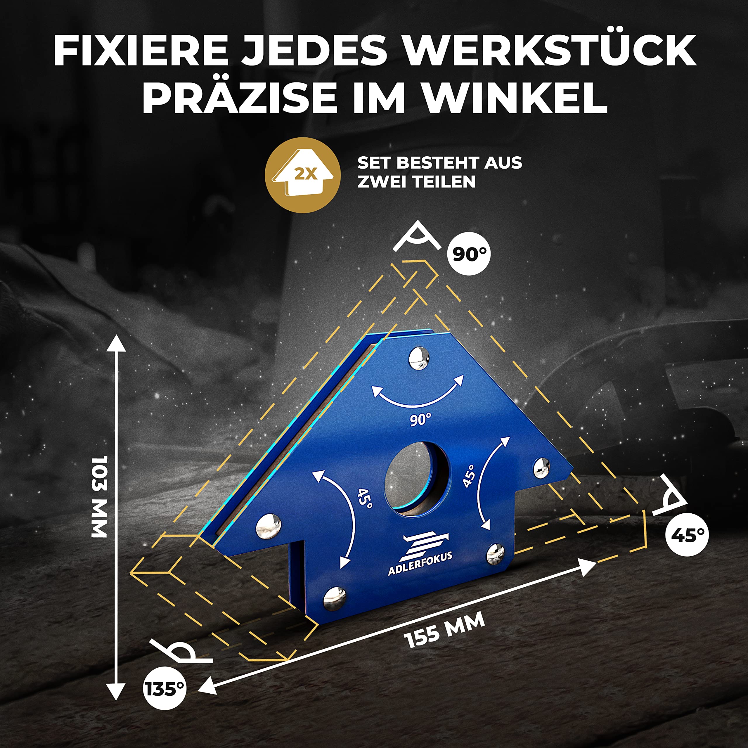 Schweißmagnet Set (2 Stück) mit bis 11kg / 22kg / 45kg Haftkraft