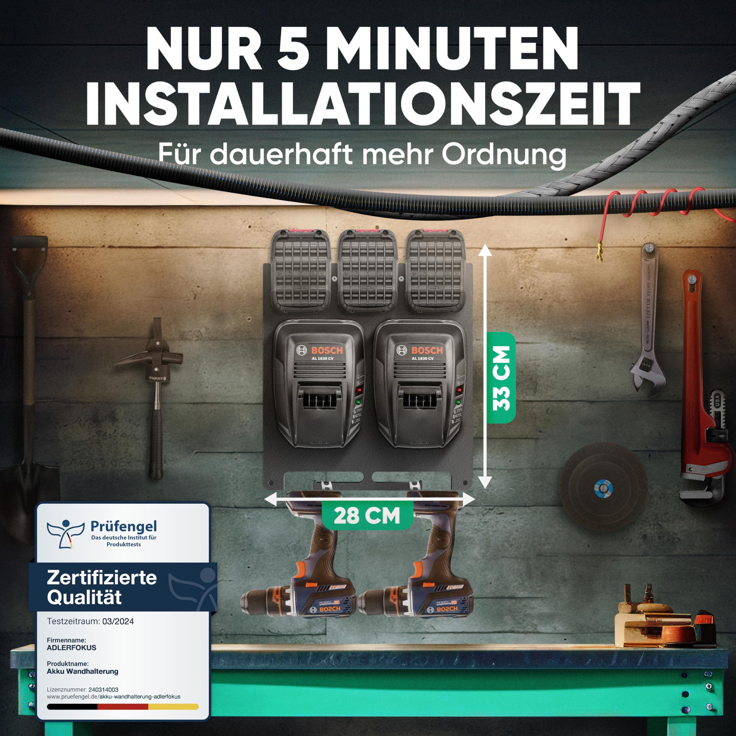 Wandhalterung für Bosch Home & Garden Akkus & Ladegeräte