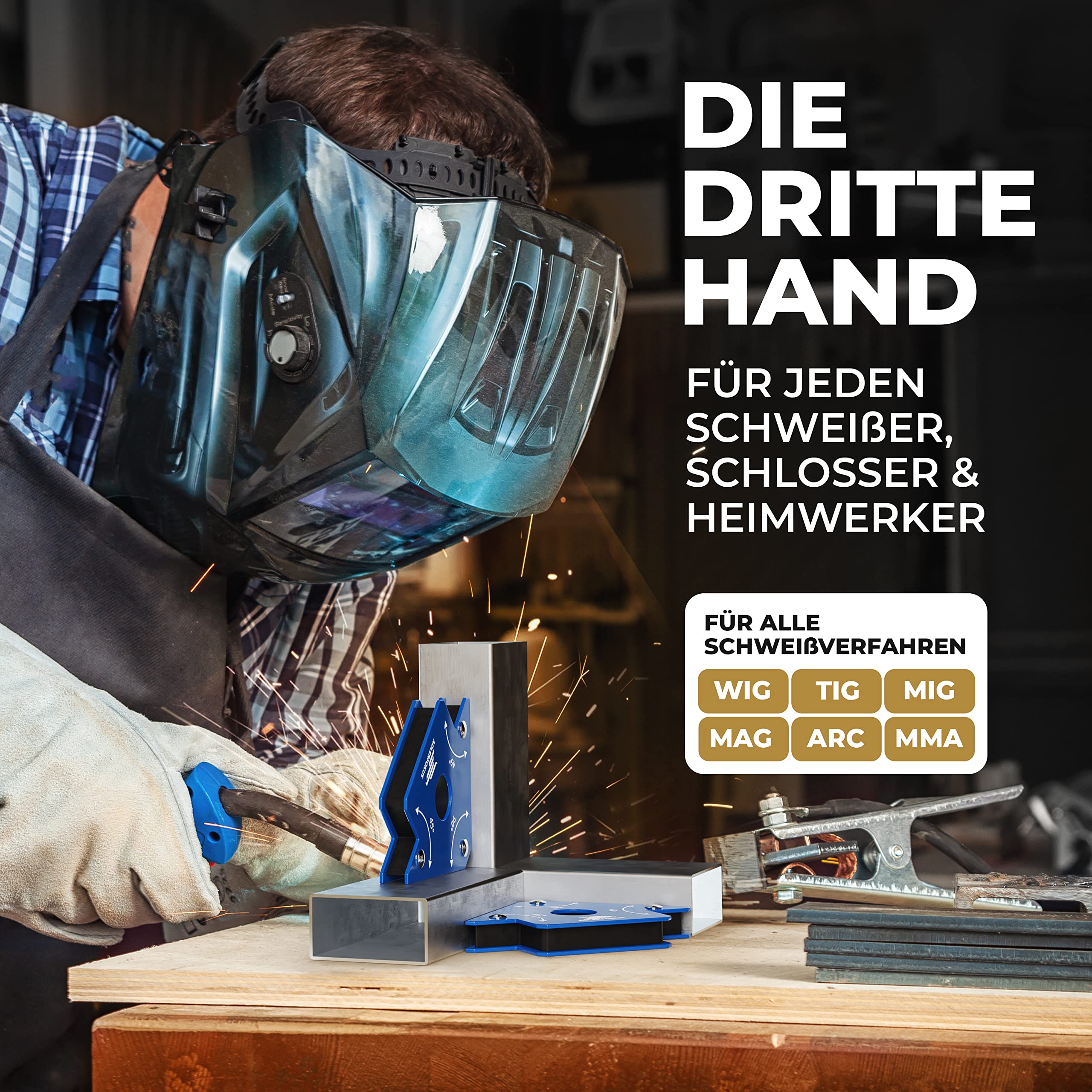 Schweißmagnet Set (6 Stück) mit bis zu 11,3 KG Haftkraft