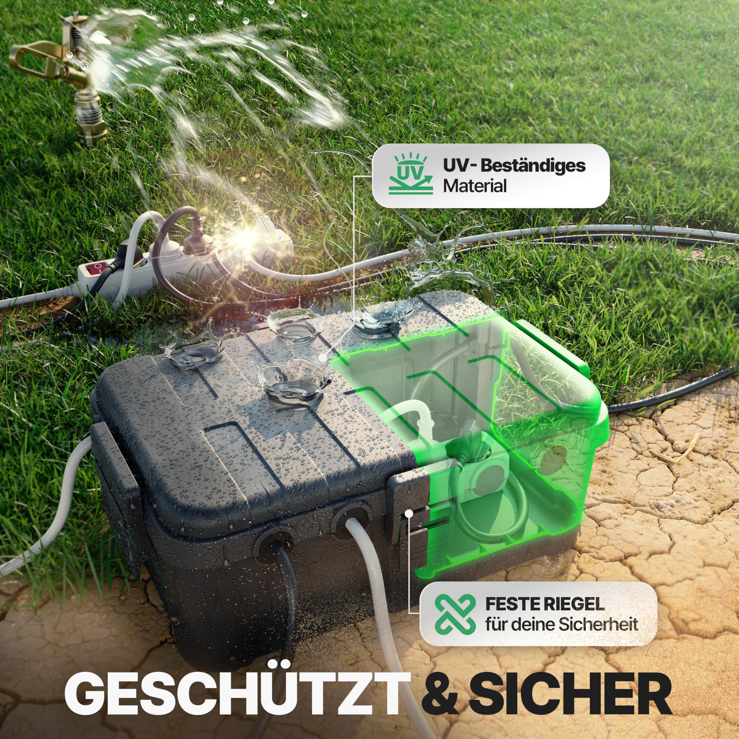 Wetterfeste Kabelbox (IP54) mit 6 Kabeleingängen