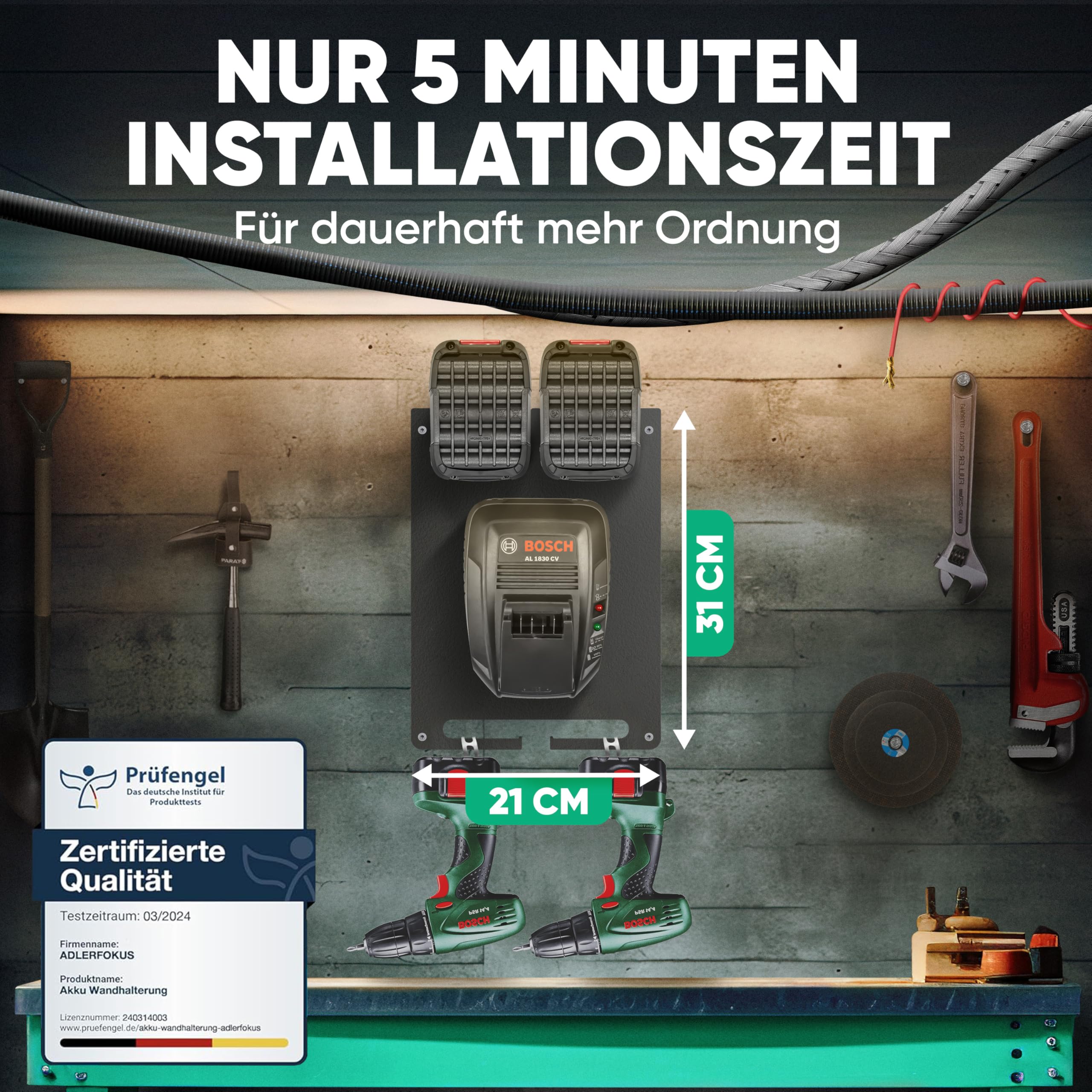 Wandhalterung für Bosch Home & Garden Akkus & Ladegeräte