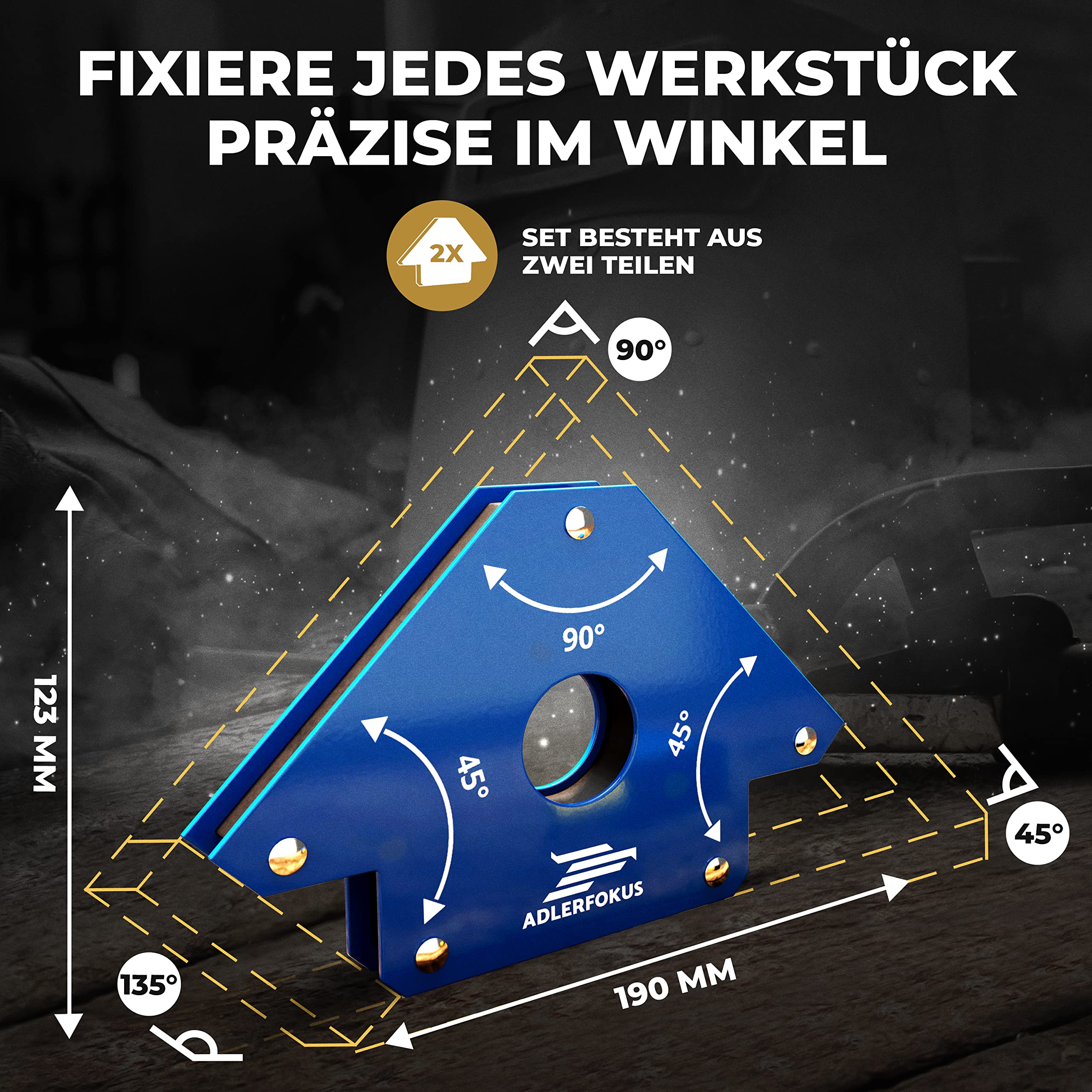 Schweißmagnet Set (2 Stück) mit bis 11kg / 22kg / 45kg Haftkraft