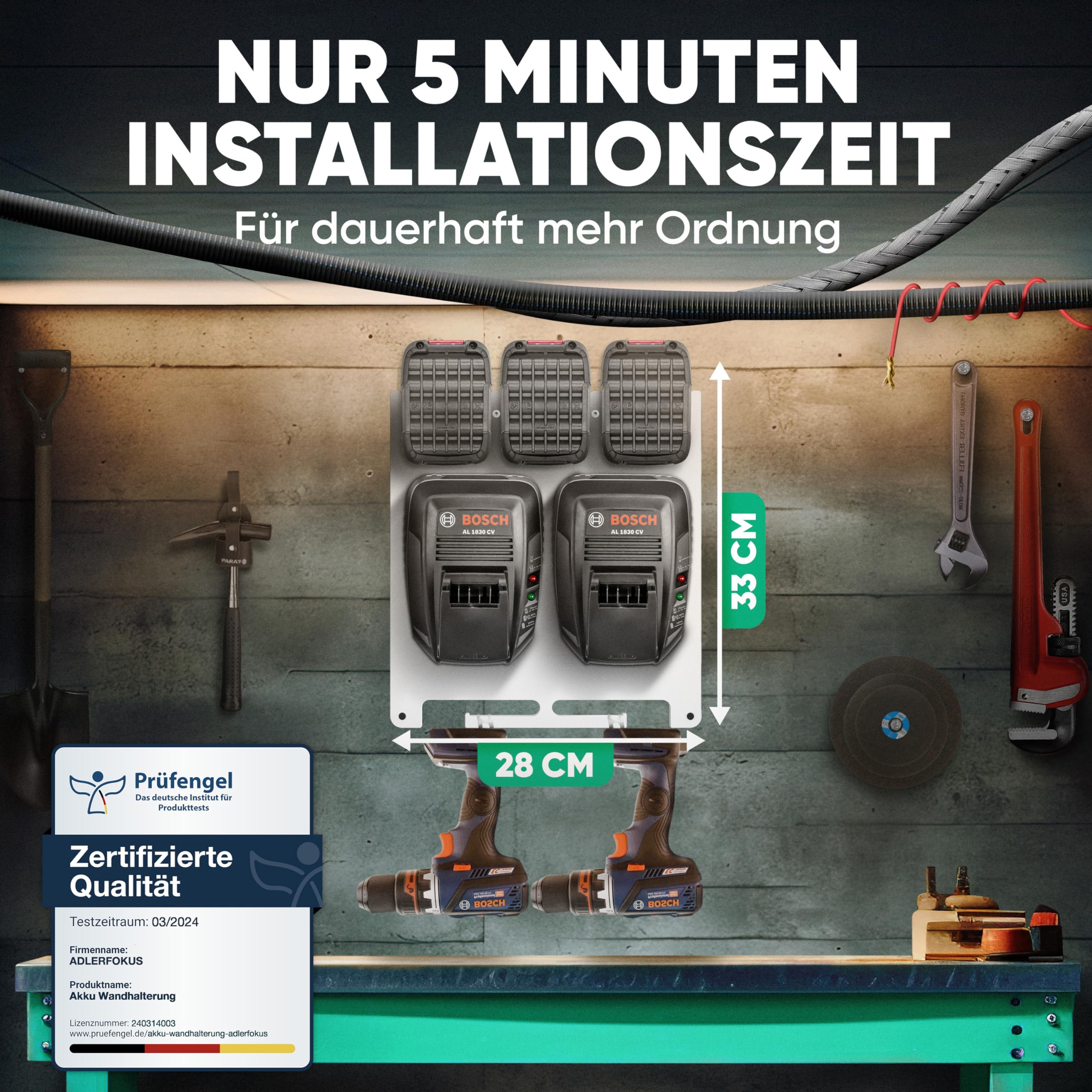 Wandhalterung für Bosch Home & Garden Akkus & Ladegeräte