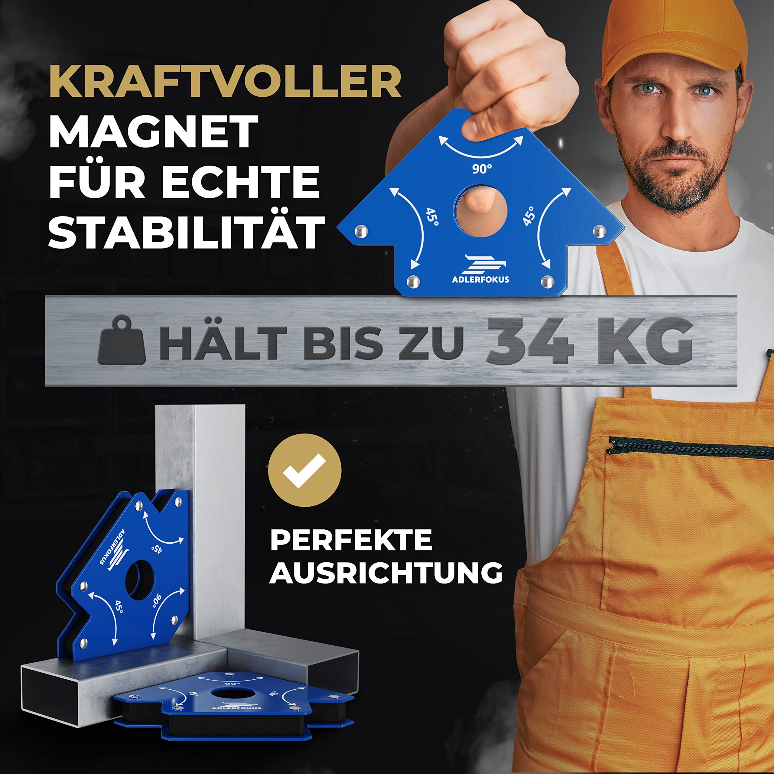 Schweißmagnet Set (2 Stück) mit bis 11kg / 22kg / 45kg Haftkraft