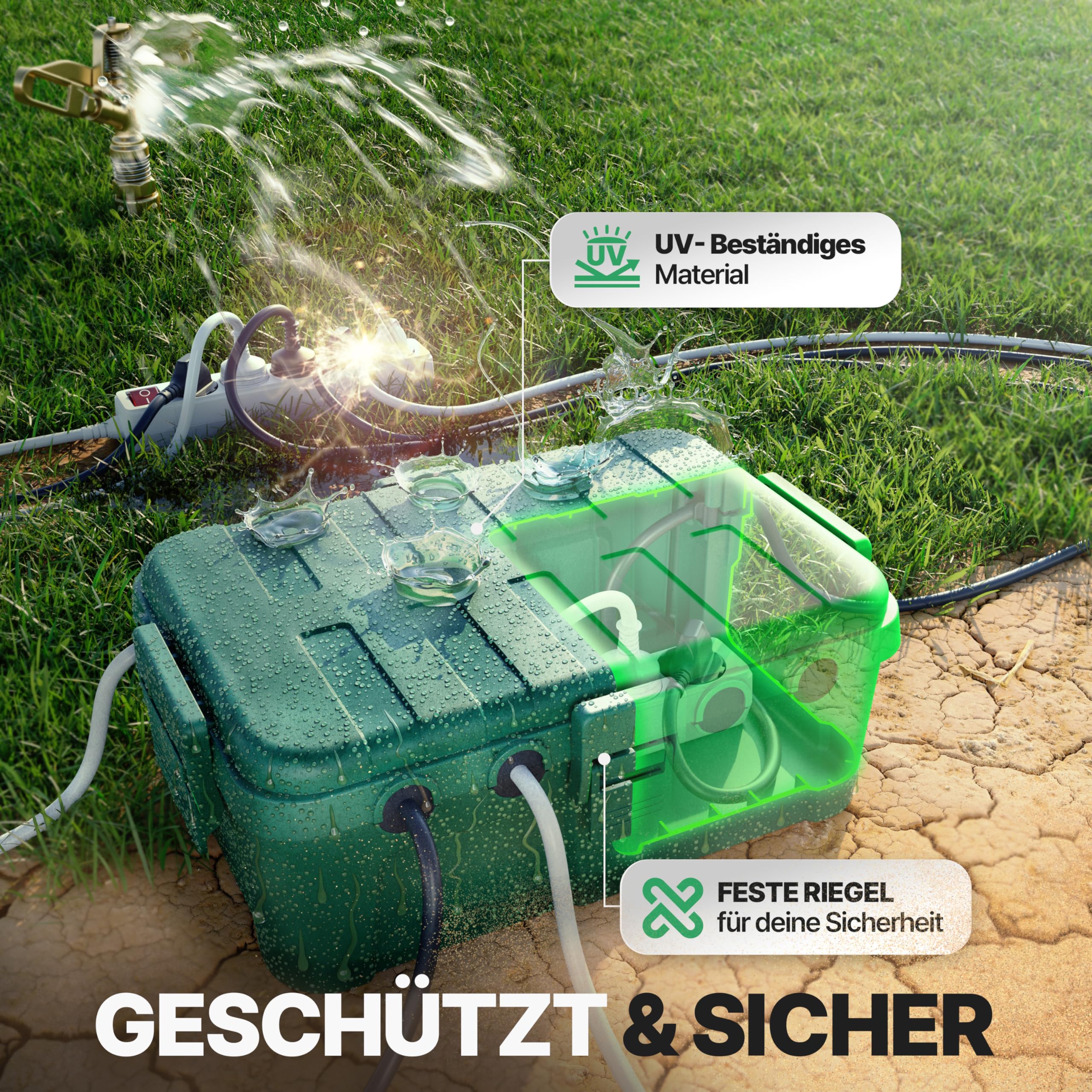 Wetterfeste Kabelbox (IP54) mit 6 Kabeleingängen