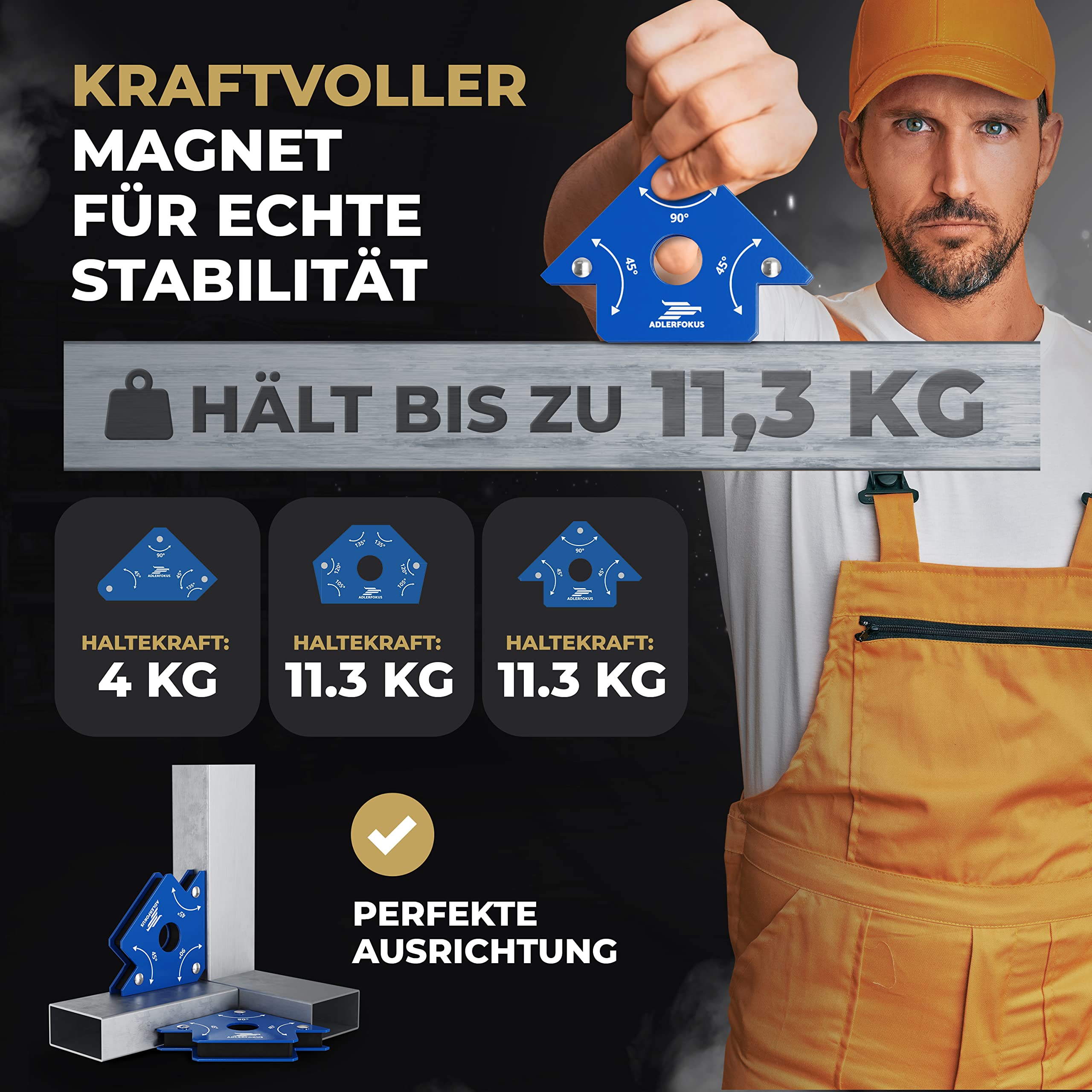 Schweißmagnet Set (6 Stück) mit bis zu 11,3 KG Haftkraft