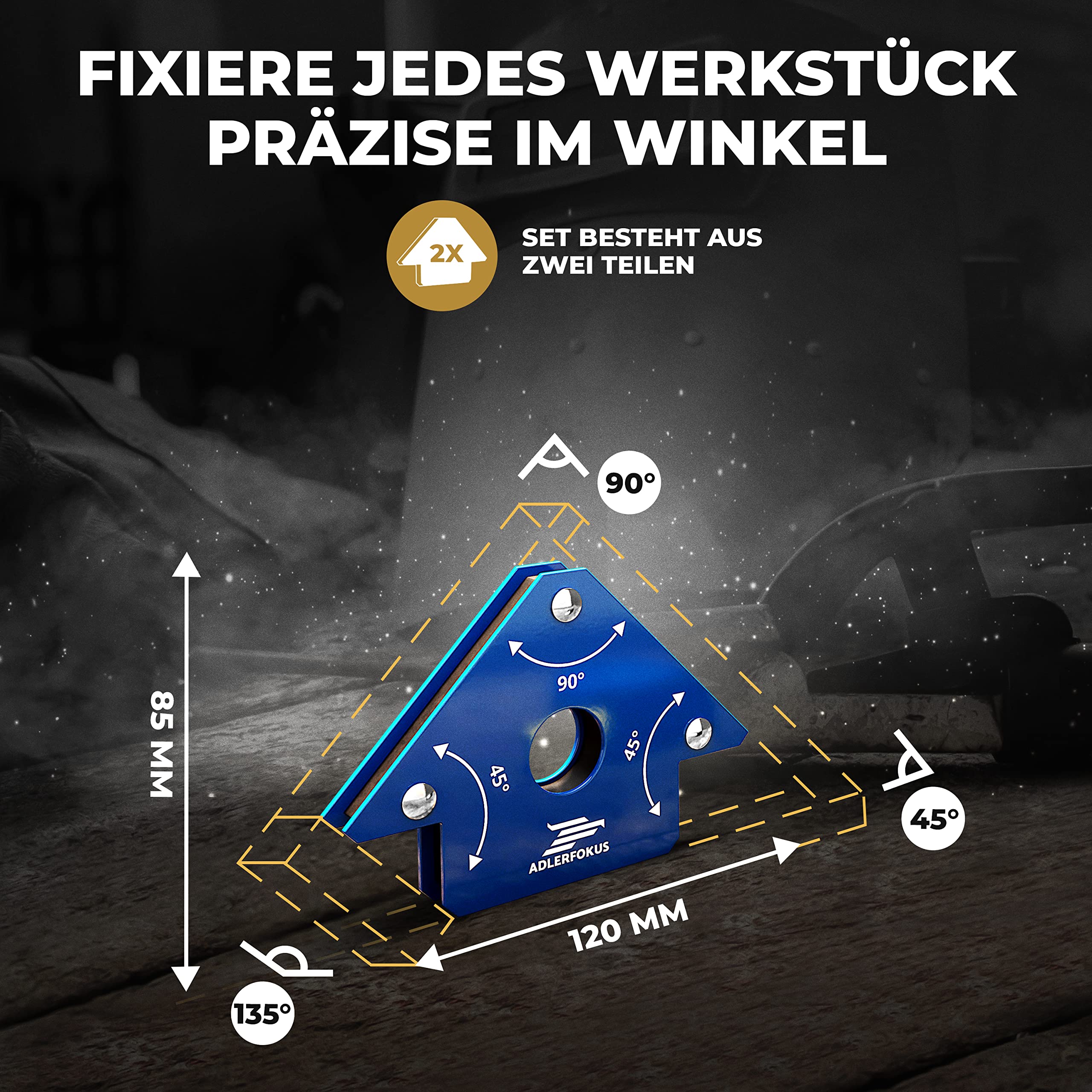 Schweißmagnet Set (2 Stück) mit bis 11kg / 22kg / 45kg Haftkraft