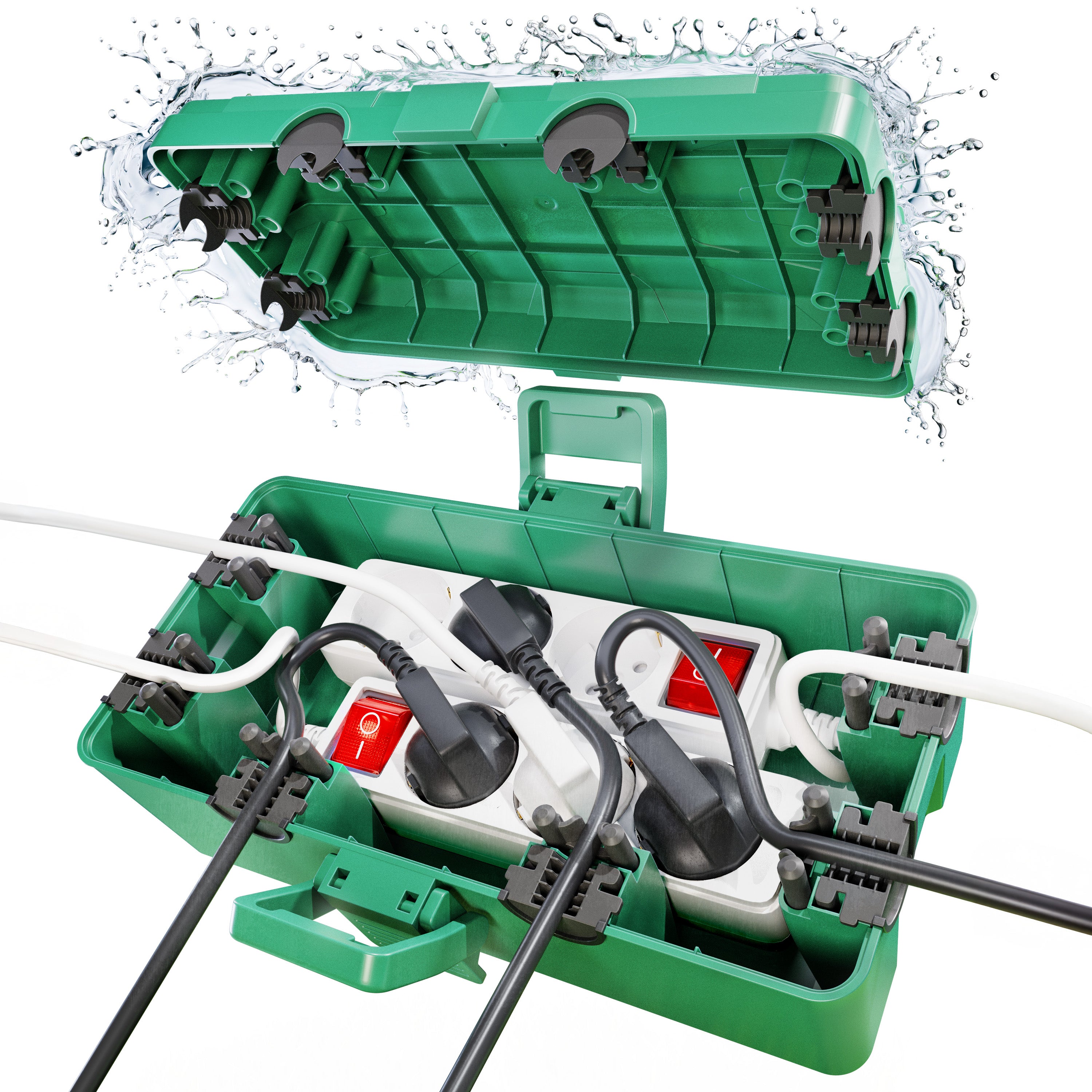 Wetterfeste Kabelbox (IP54) mit 6 Kabeleingängen