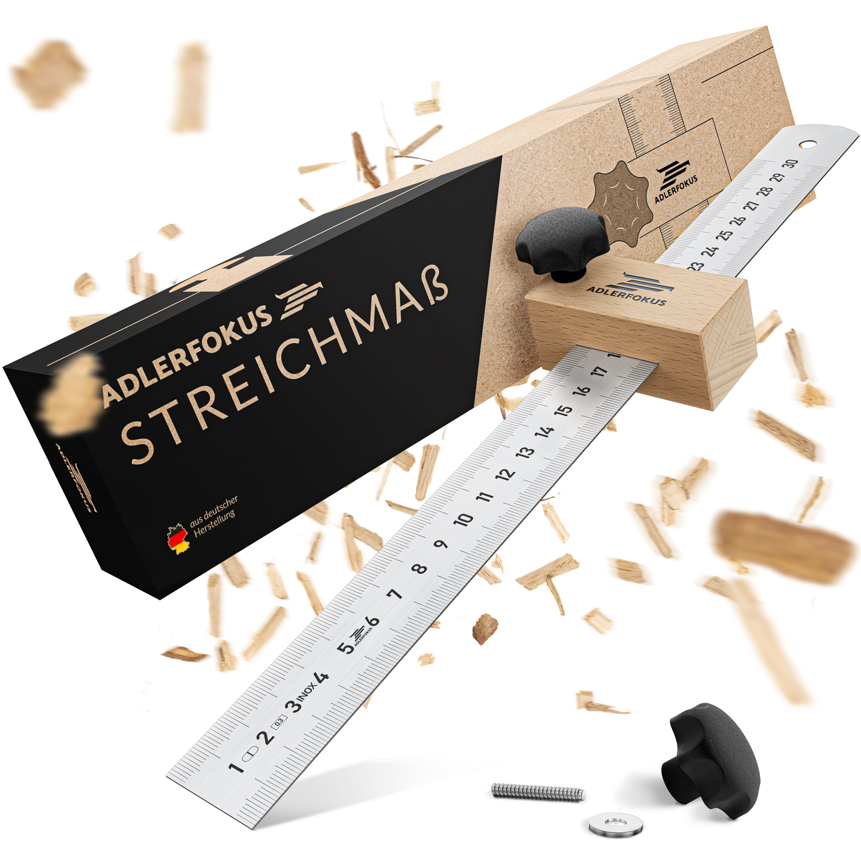 Streichmaß aus Buchenholz zum Anreißen mit EG-1 Genauigkeit