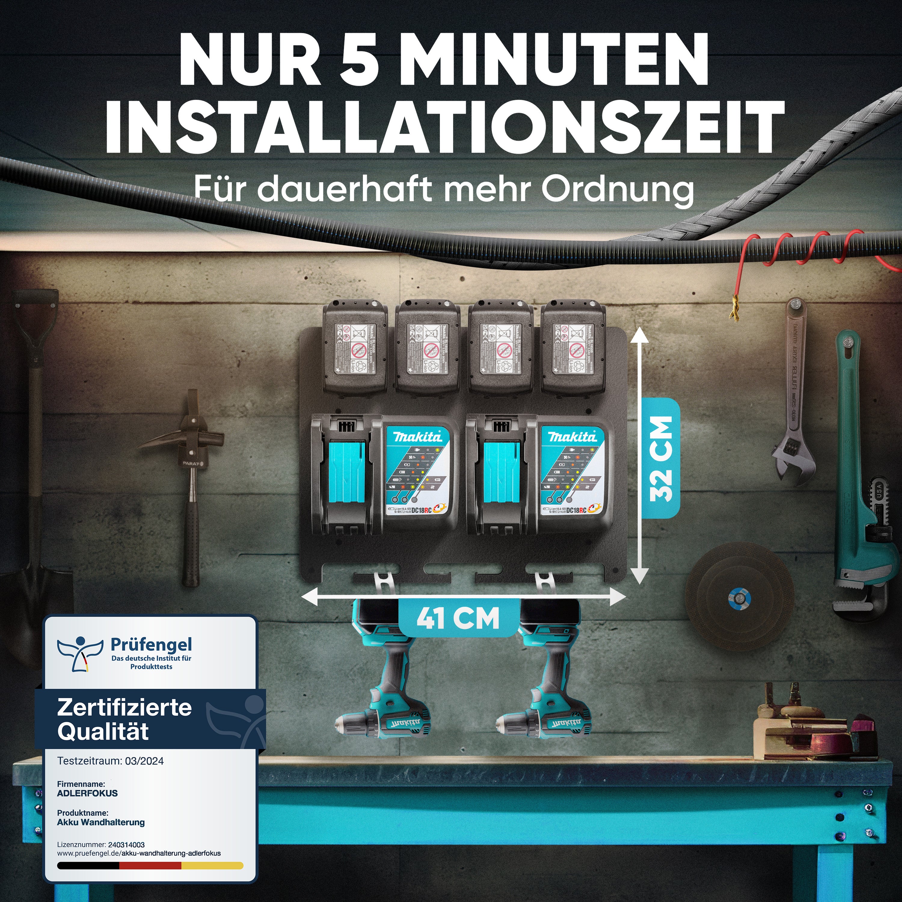 Wandhalterung für Makita Akkus & Ladegeräte