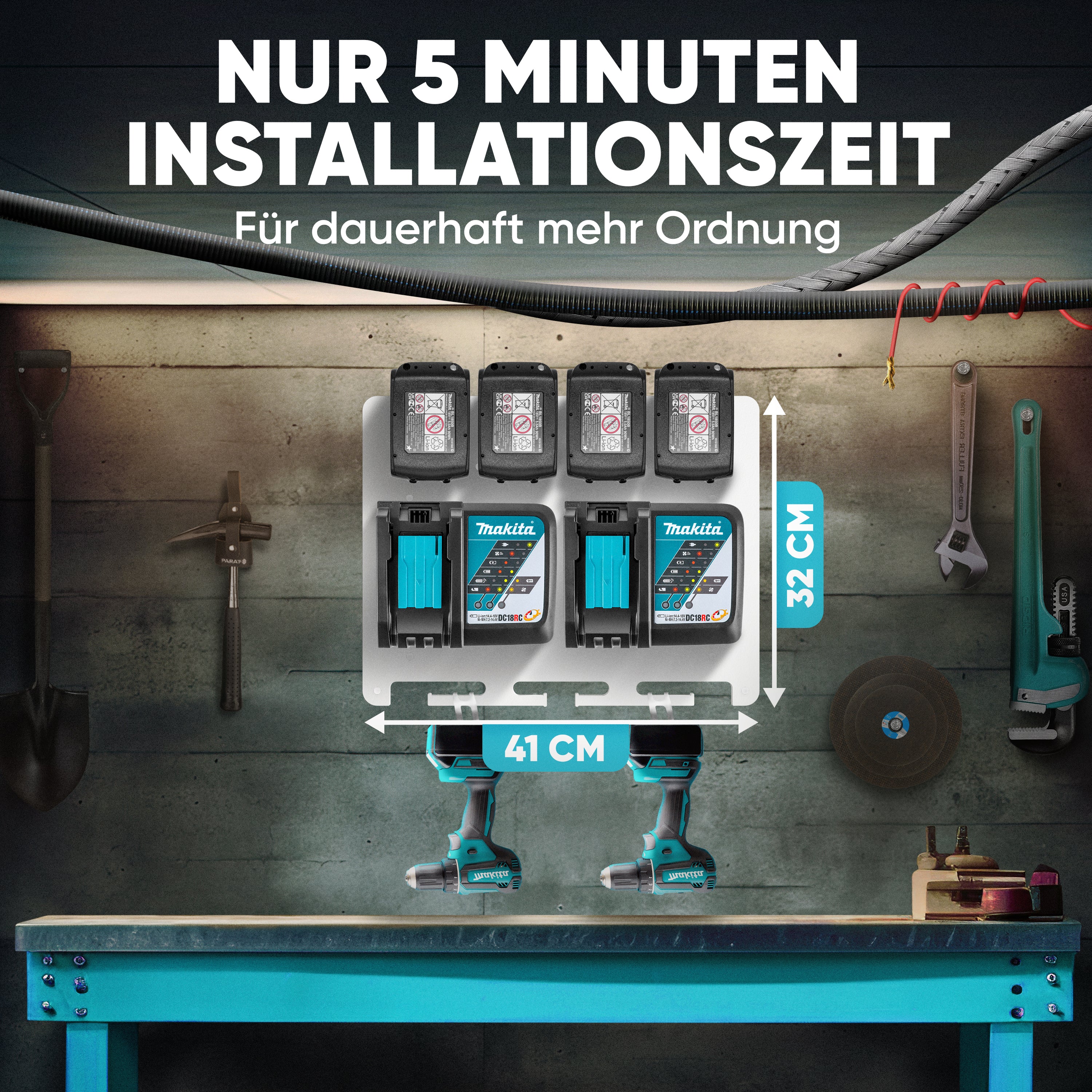 Wandhalterung für Makita Akkus & Ladegeräte
