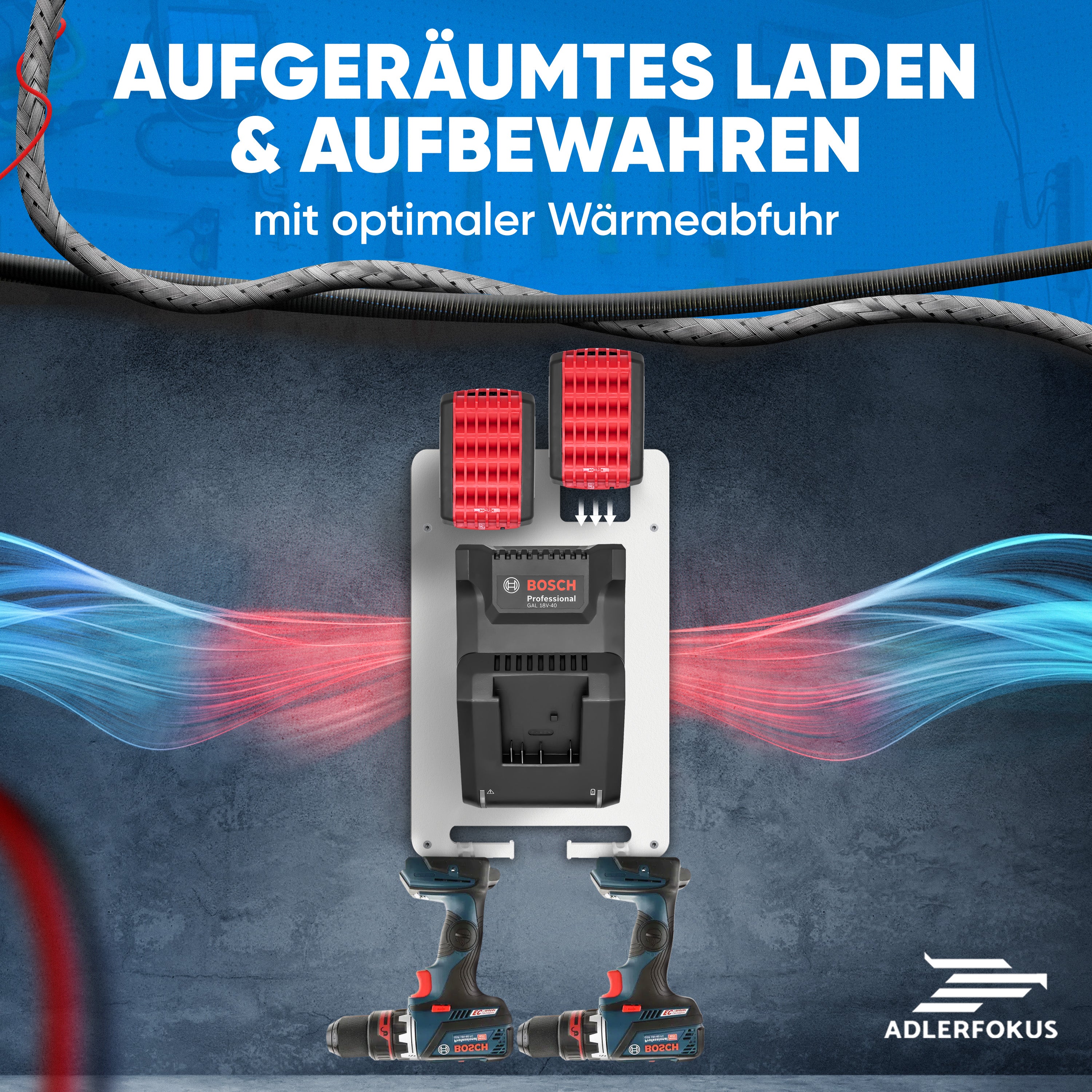 Wandhalterung für Bosch Professional Akkus & Ladegeräte