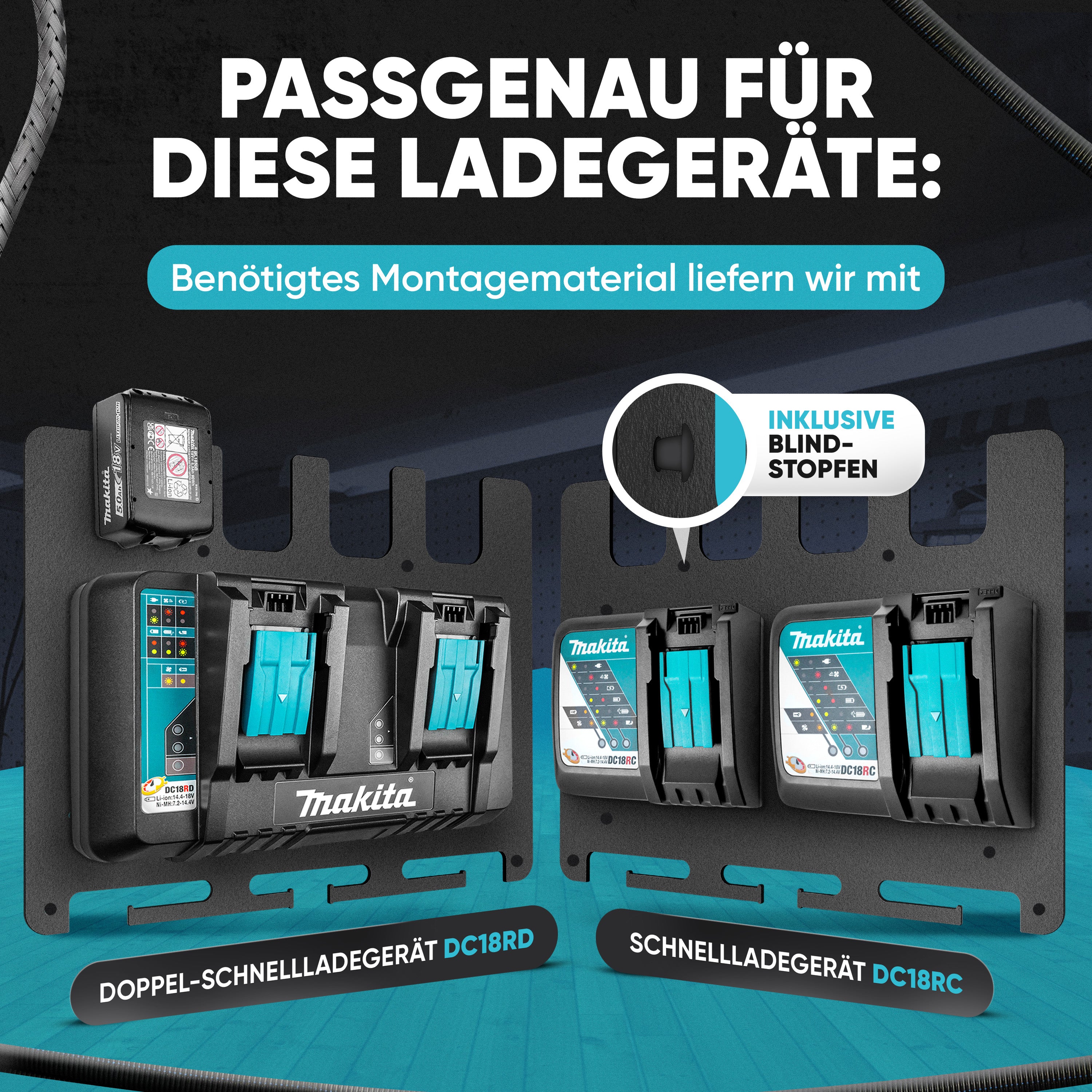 Wandhalterung für Makita Akkus & Ladegeräte