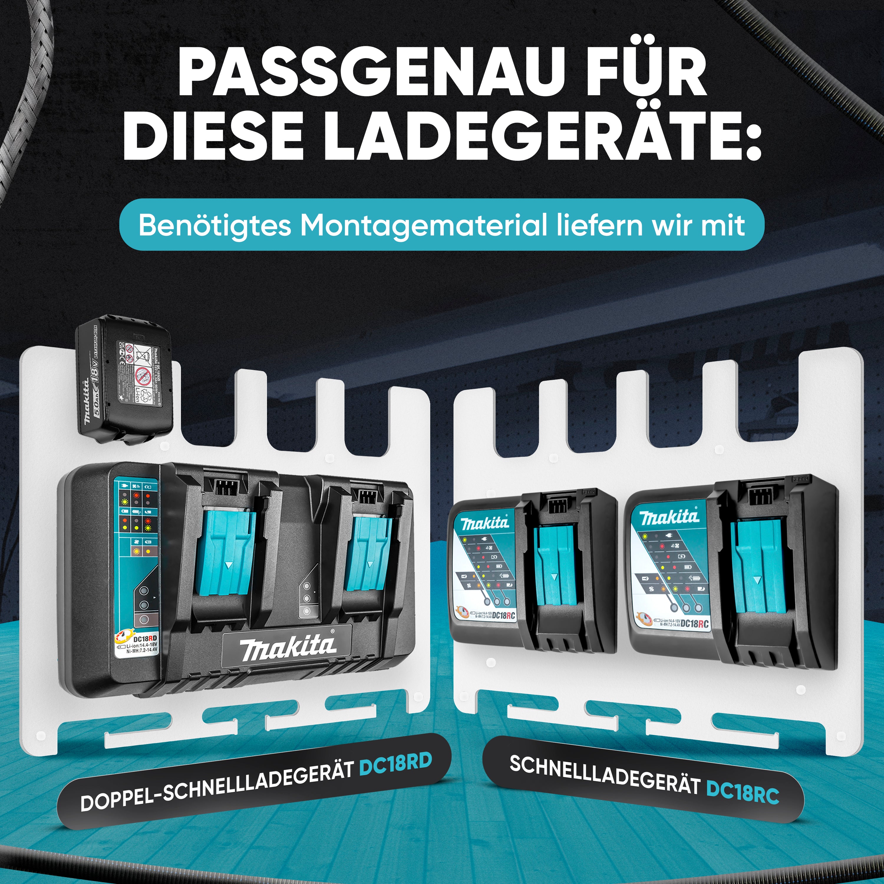 Wandhalterung für Makita Akkus & Ladegeräte