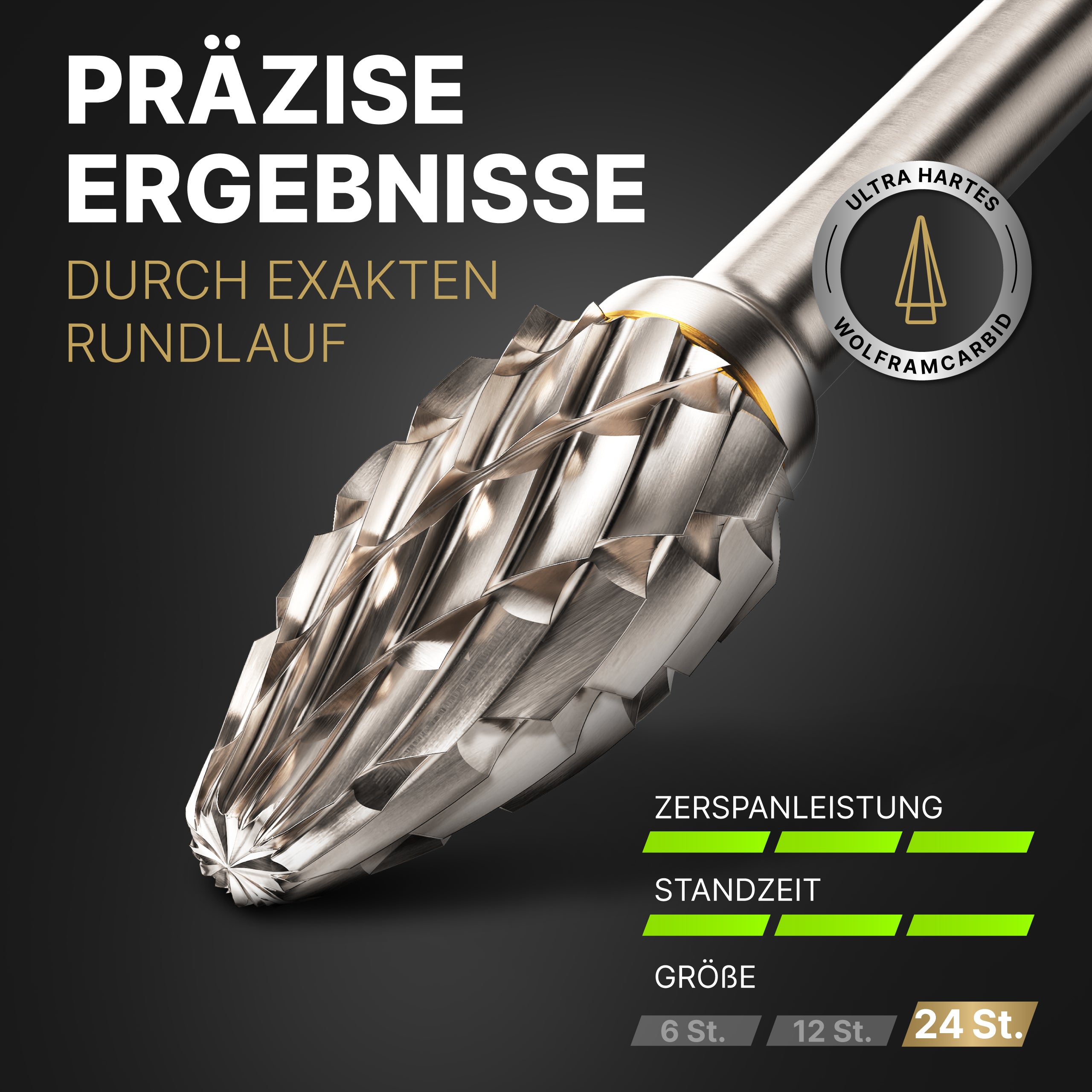 Hartmetall Frässtifte Komplett-Set (24 Stück) mit 3mm Schaft