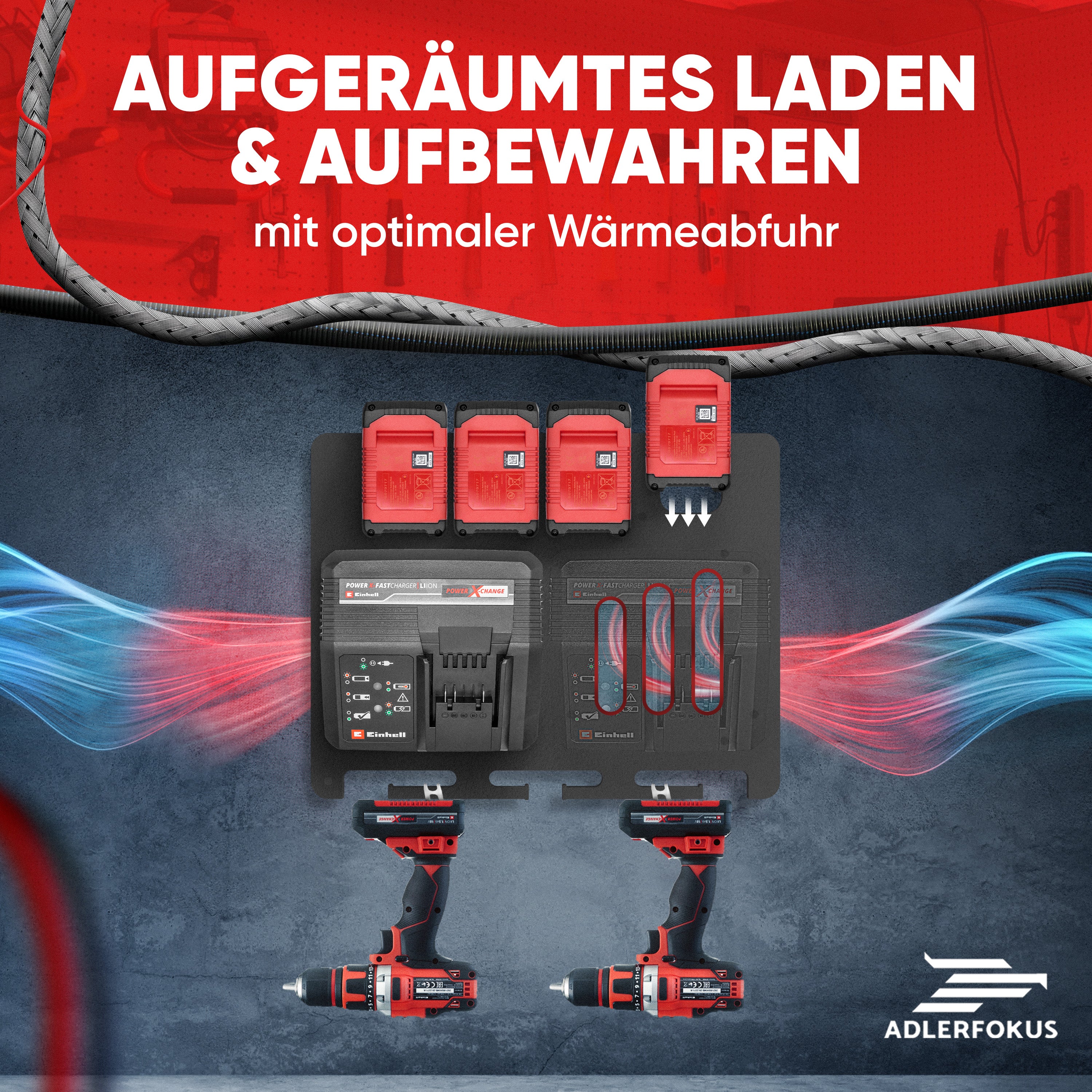Wandhalterung für Einhell Akkus & Ladegeräte