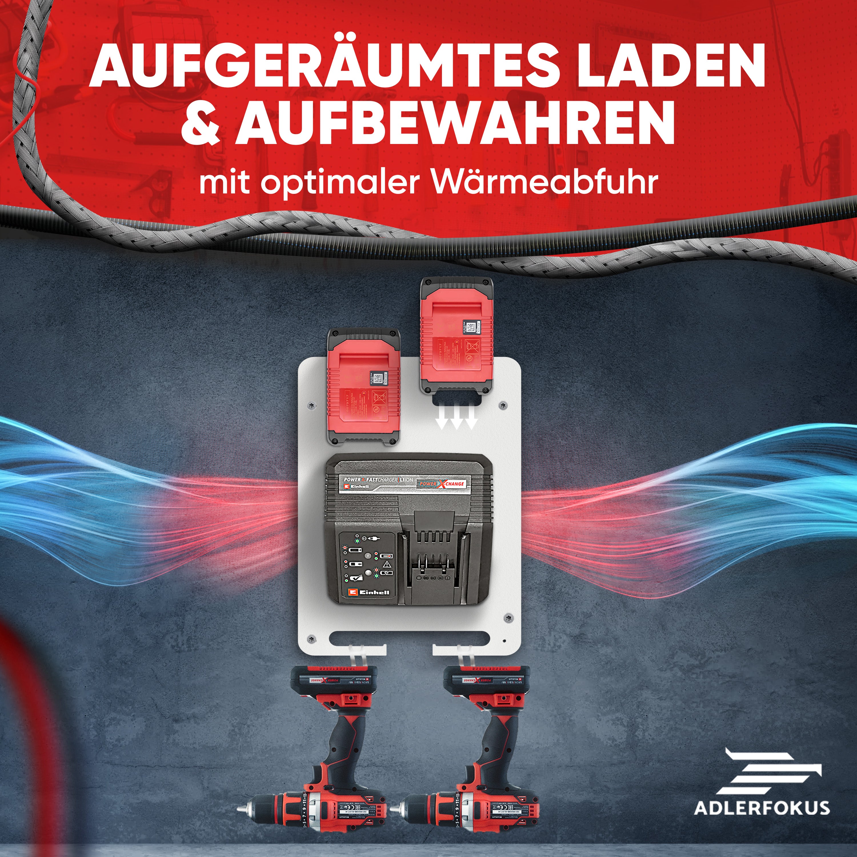 Wandhalterung für Einhell Akkus & Ladegeräte