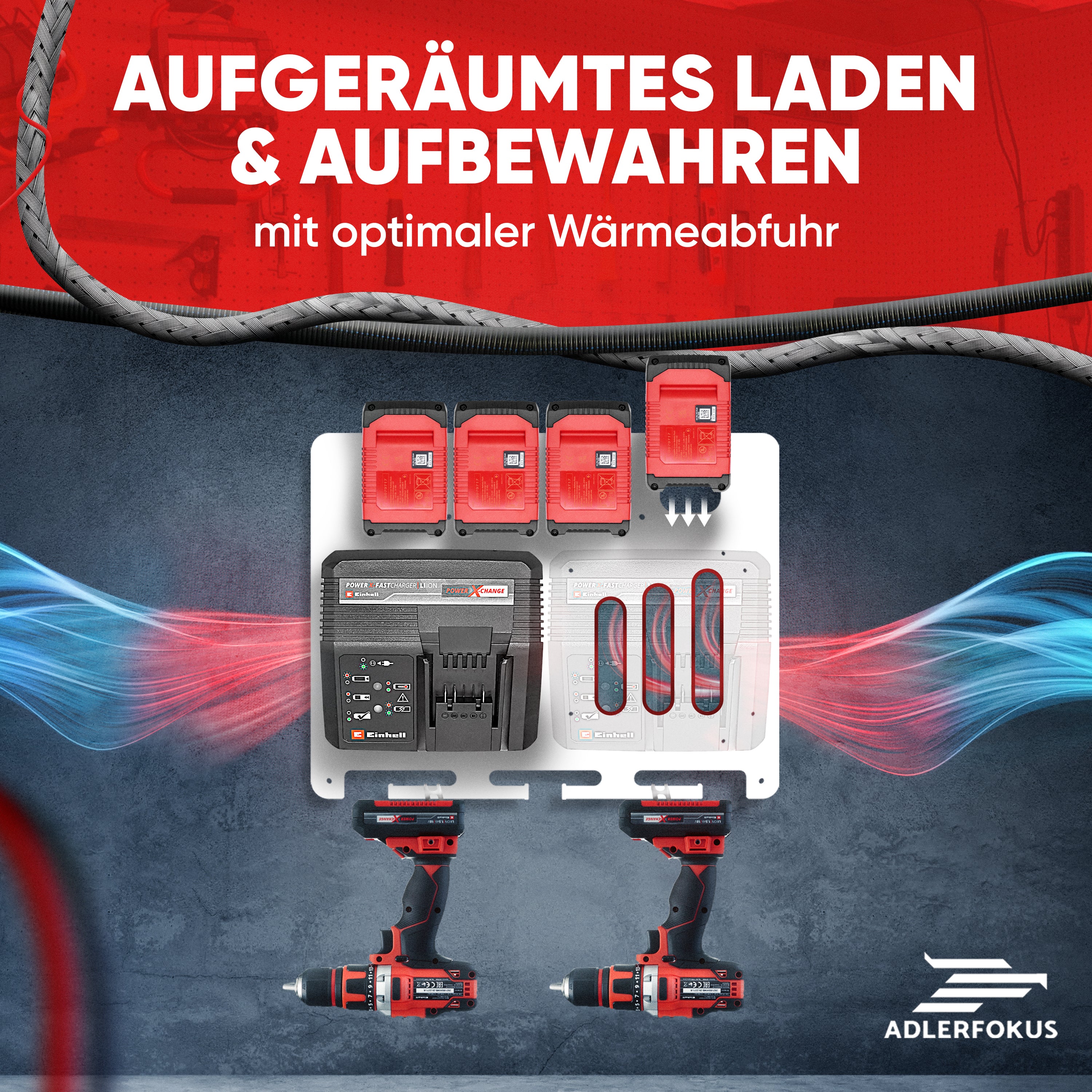 Wandhalterung für Einhell Akkus & Ladegeräte