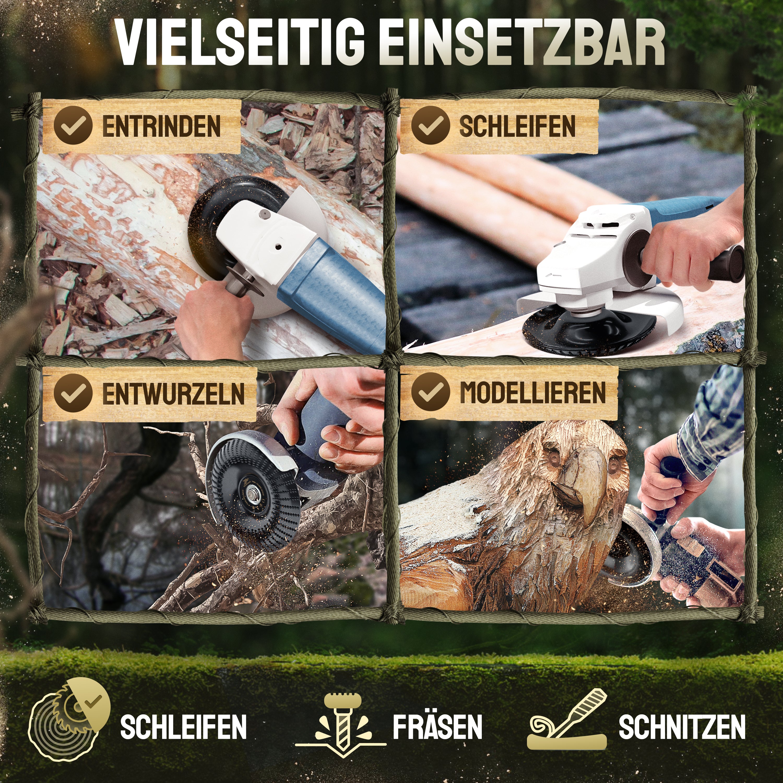 Holz Raspelscheiben Set für Winkelschleifer