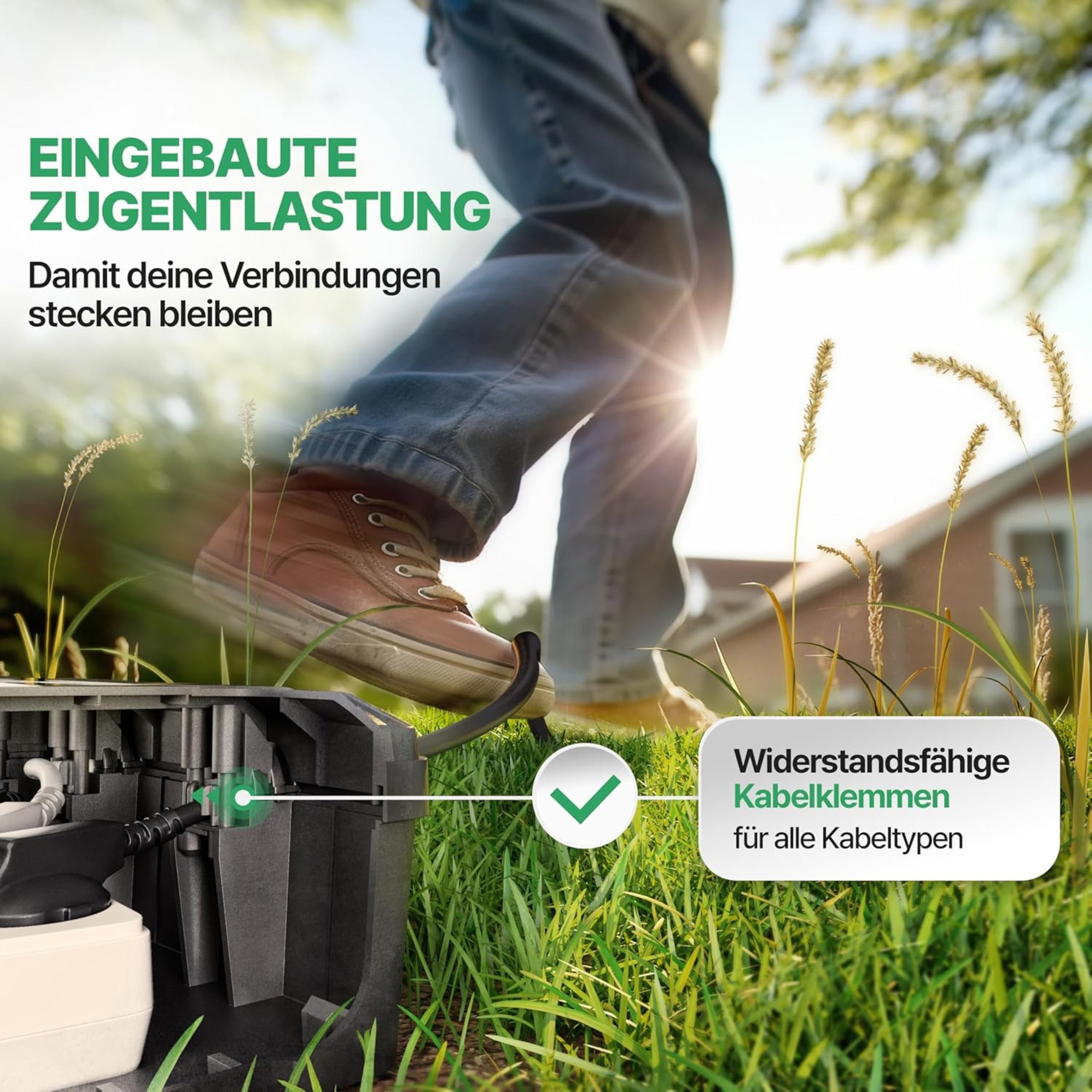 Wetterfeste Kabelbox (IP54) mit 6 Kabeleingängen