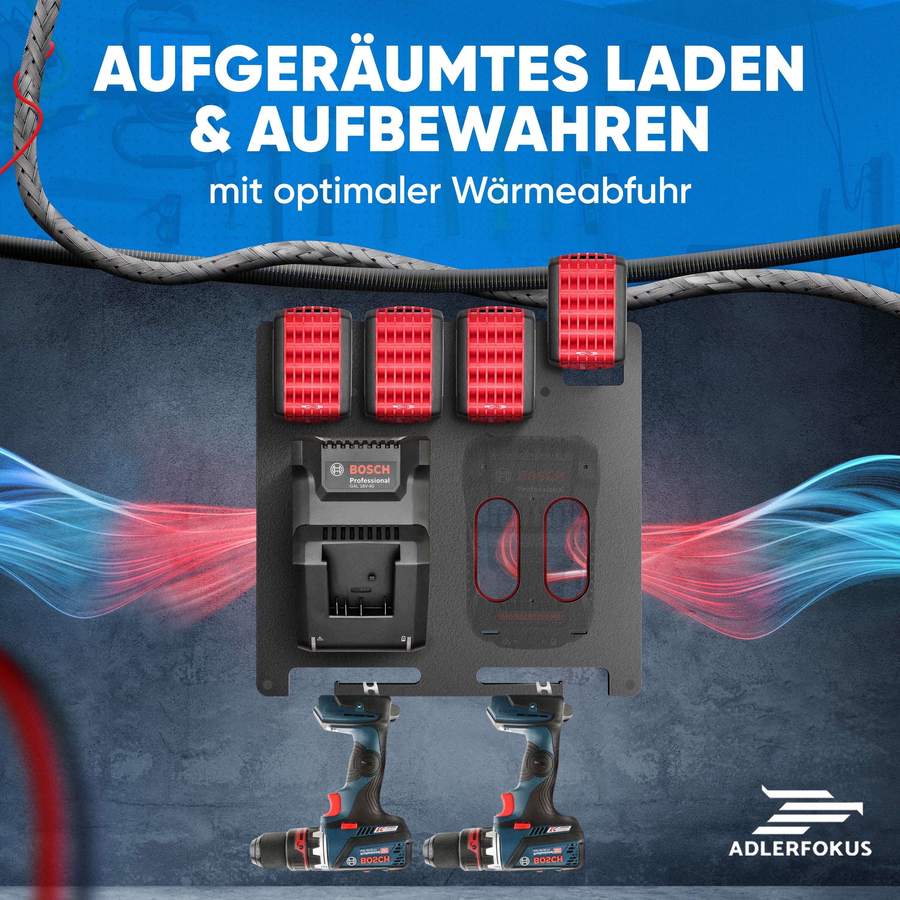 Wandhalterung für Bosch Professional Akkus & Ladegeräte