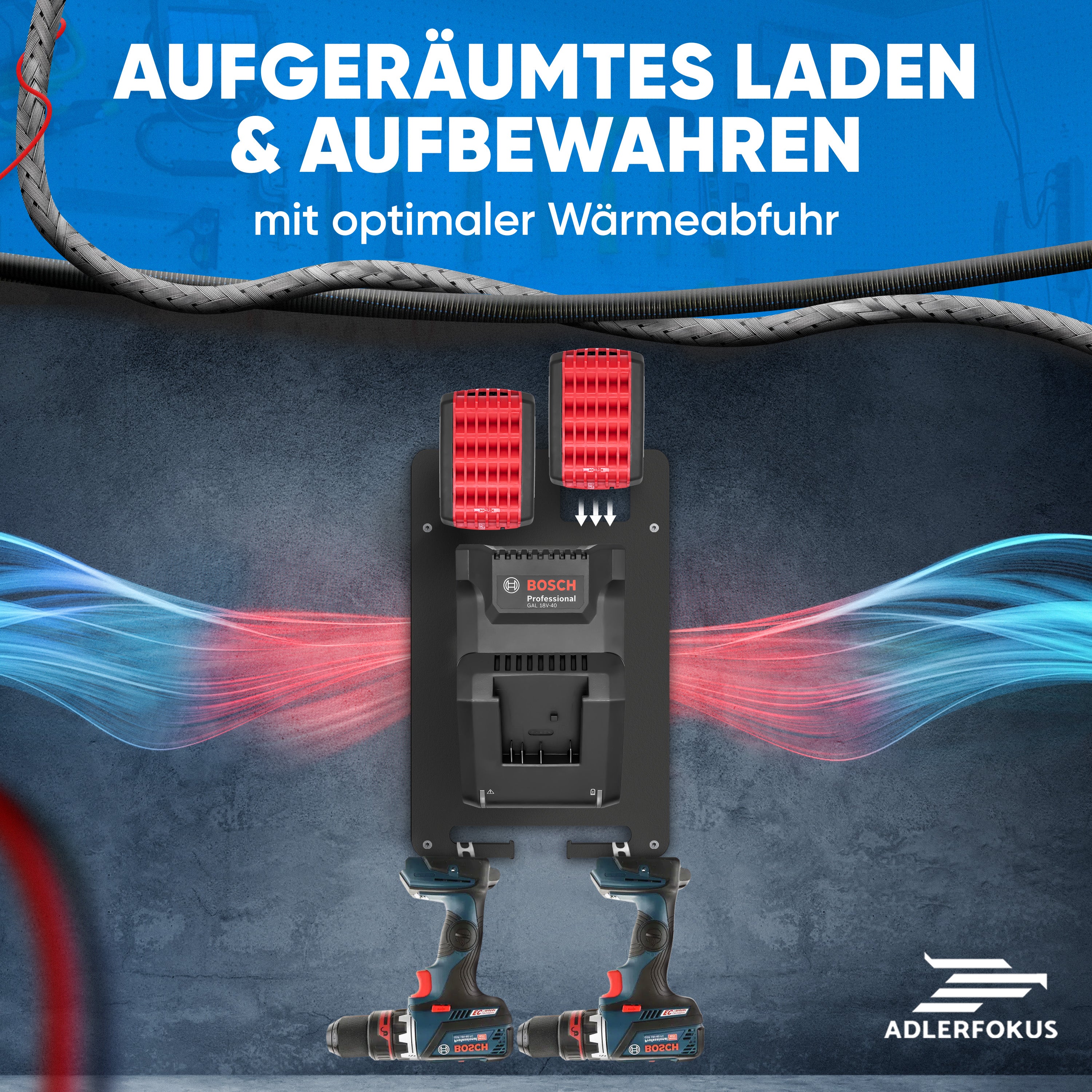 Wandhalterung für Bosch Professional Akkus & Ladegeräte