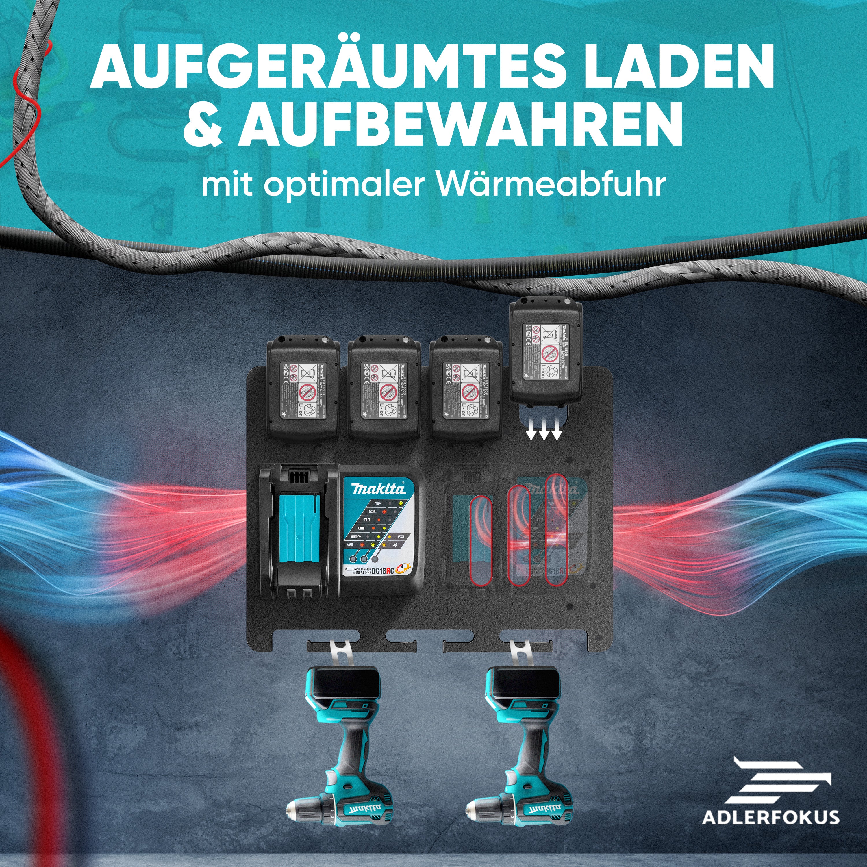 Wandhalterung für Makita Akkus & Ladegeräte