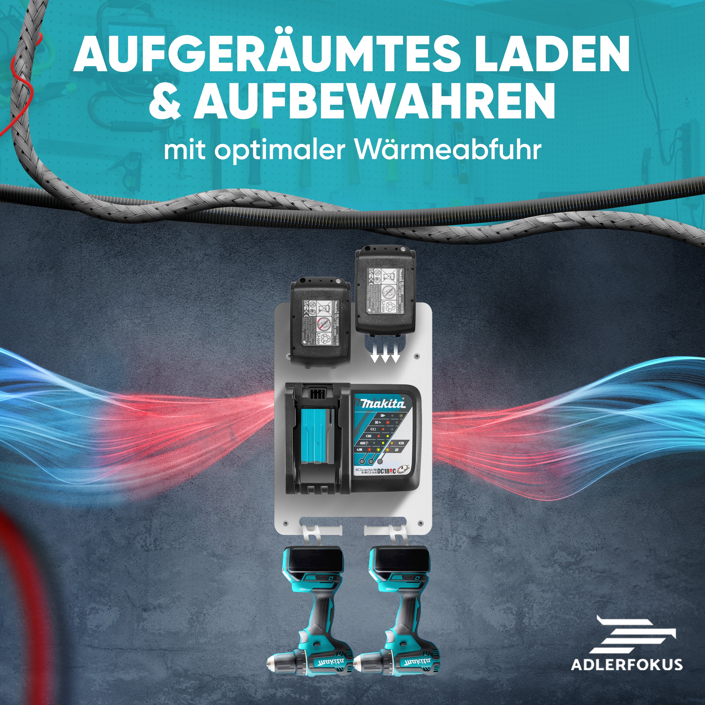 Wandhalterung für Makita Akkus & Ladegeräte
