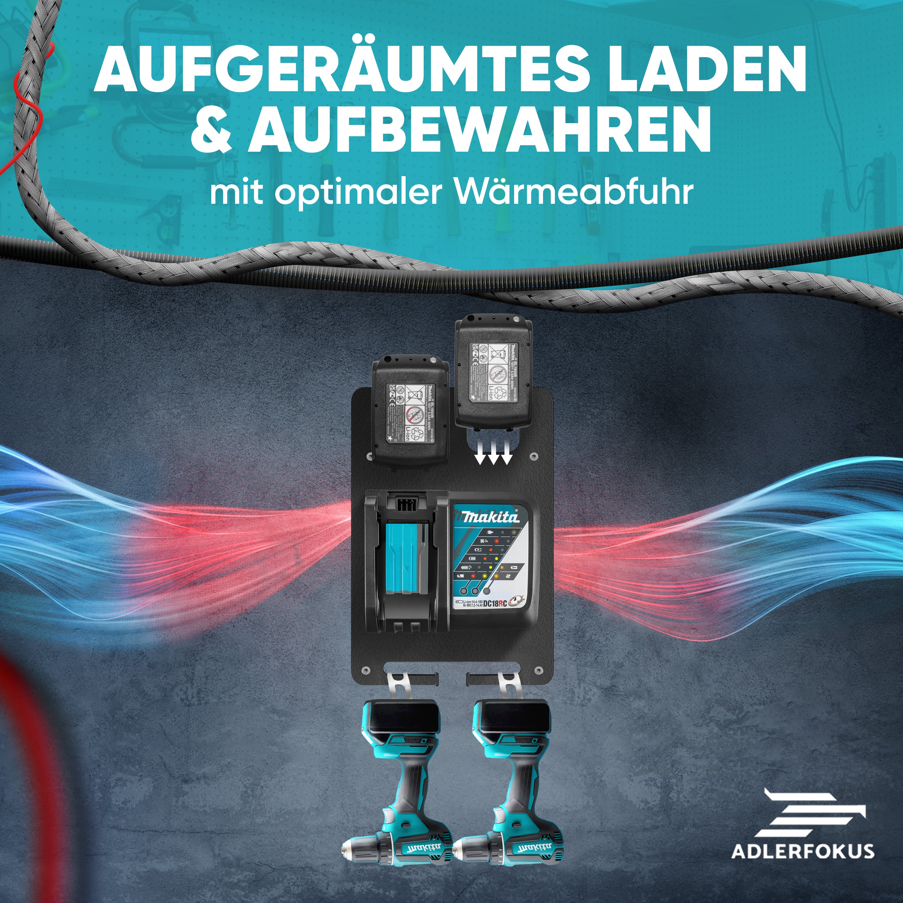 Wandhalterung für Makita Akkus & Ladegeräte