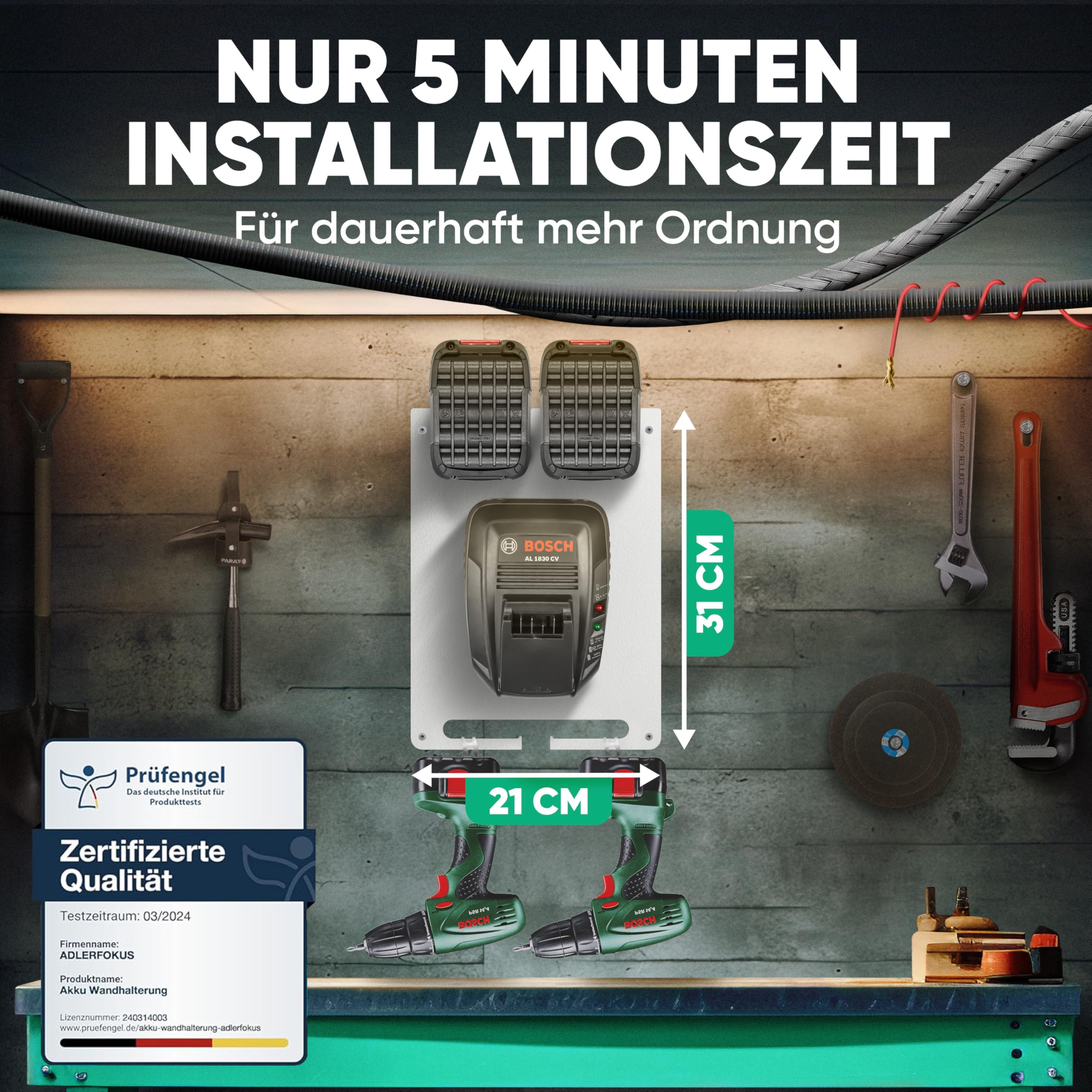 Wandhalterung für Bosch Home & Garden Akkus & Ladegeräte
