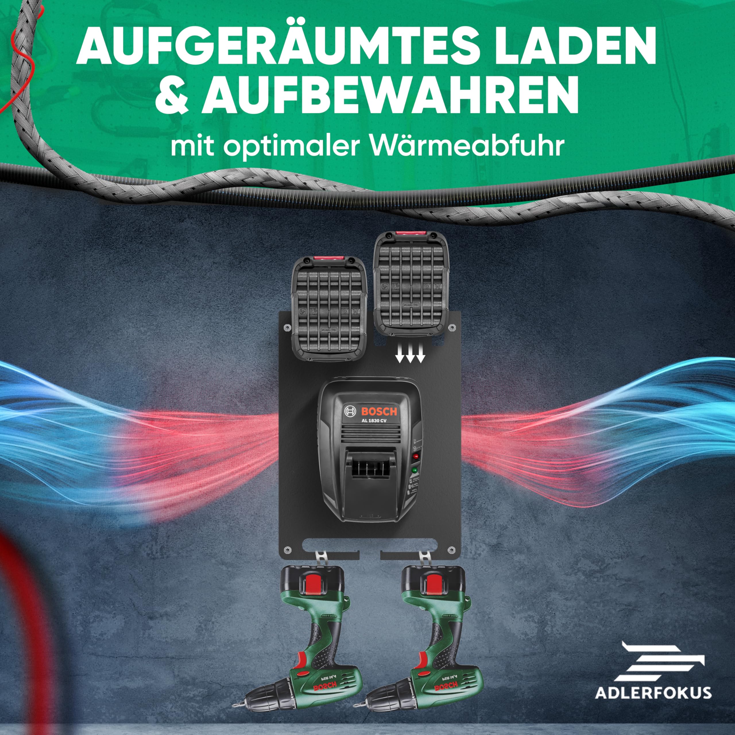 Wandhalterung für Bosch Home & Garden Akkus & Ladegeräte