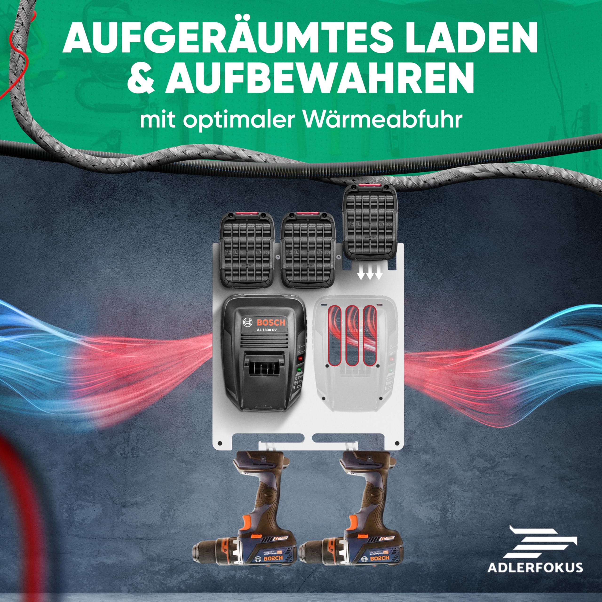 Wandhalterung für Bosch Home & Garden Akkus & Ladegeräte