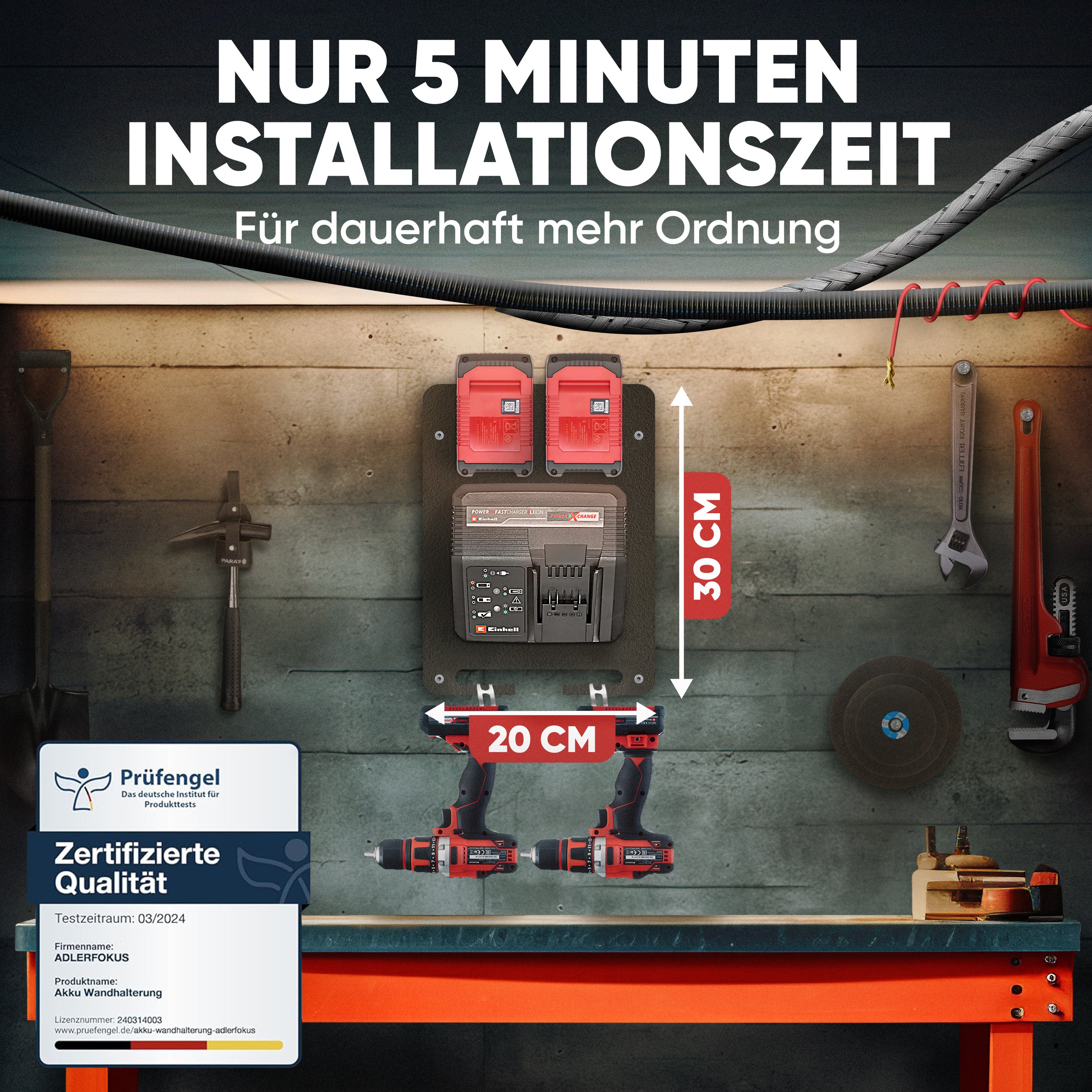 Wandhalterung für Einhell Akkus & Ladegeräte