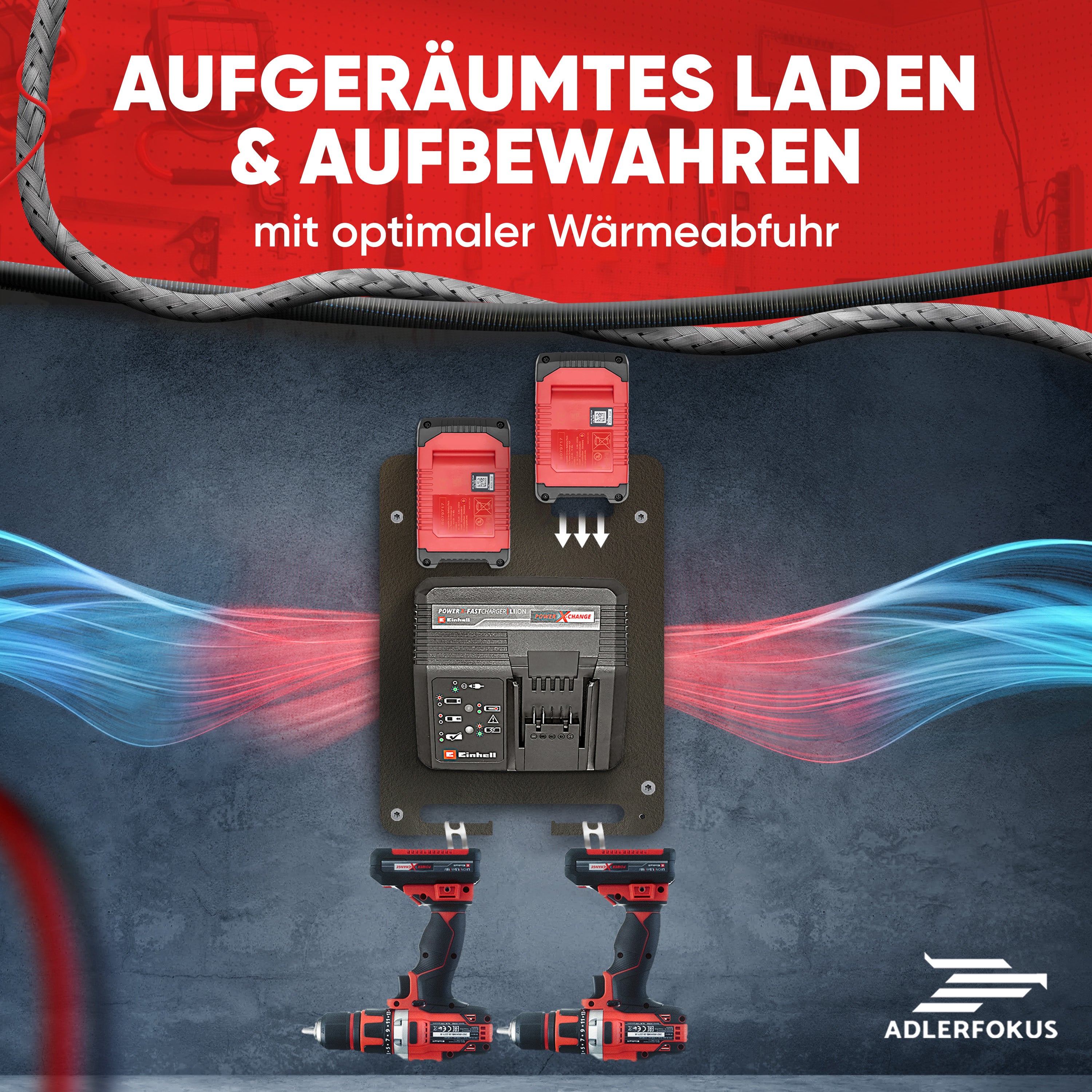 Wandhalterung für Einhell Akkus & Ladegeräte