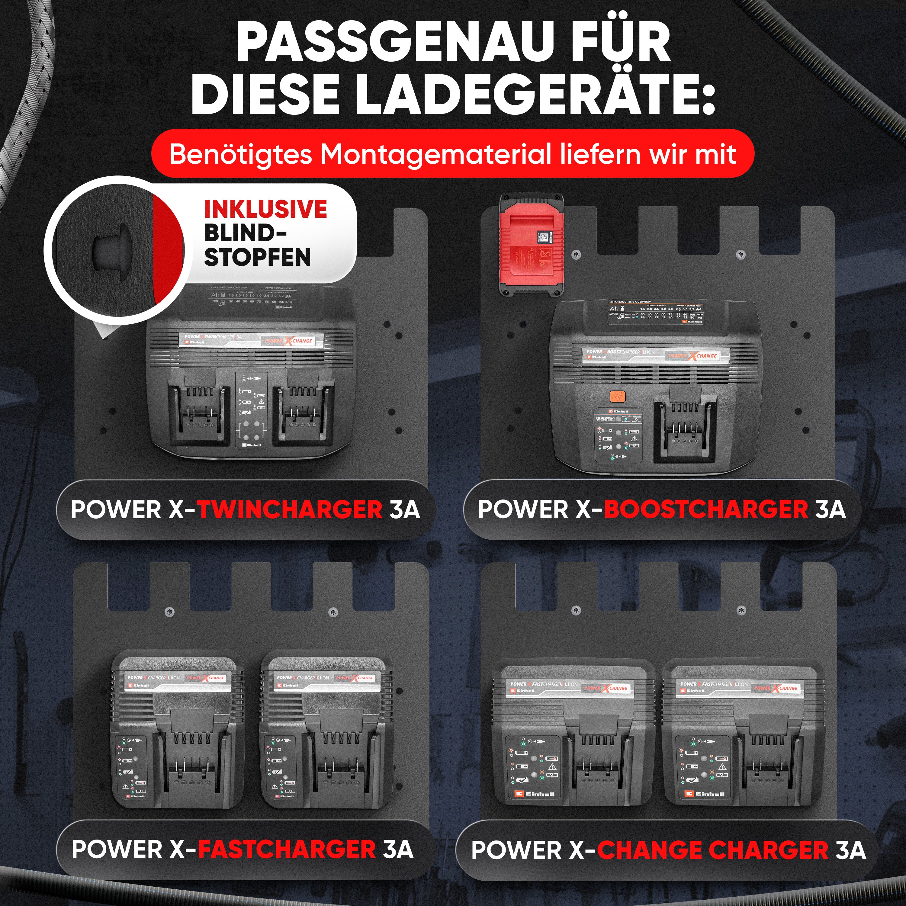 Wandhalterung für Einhell Akkus & Ladegeräte