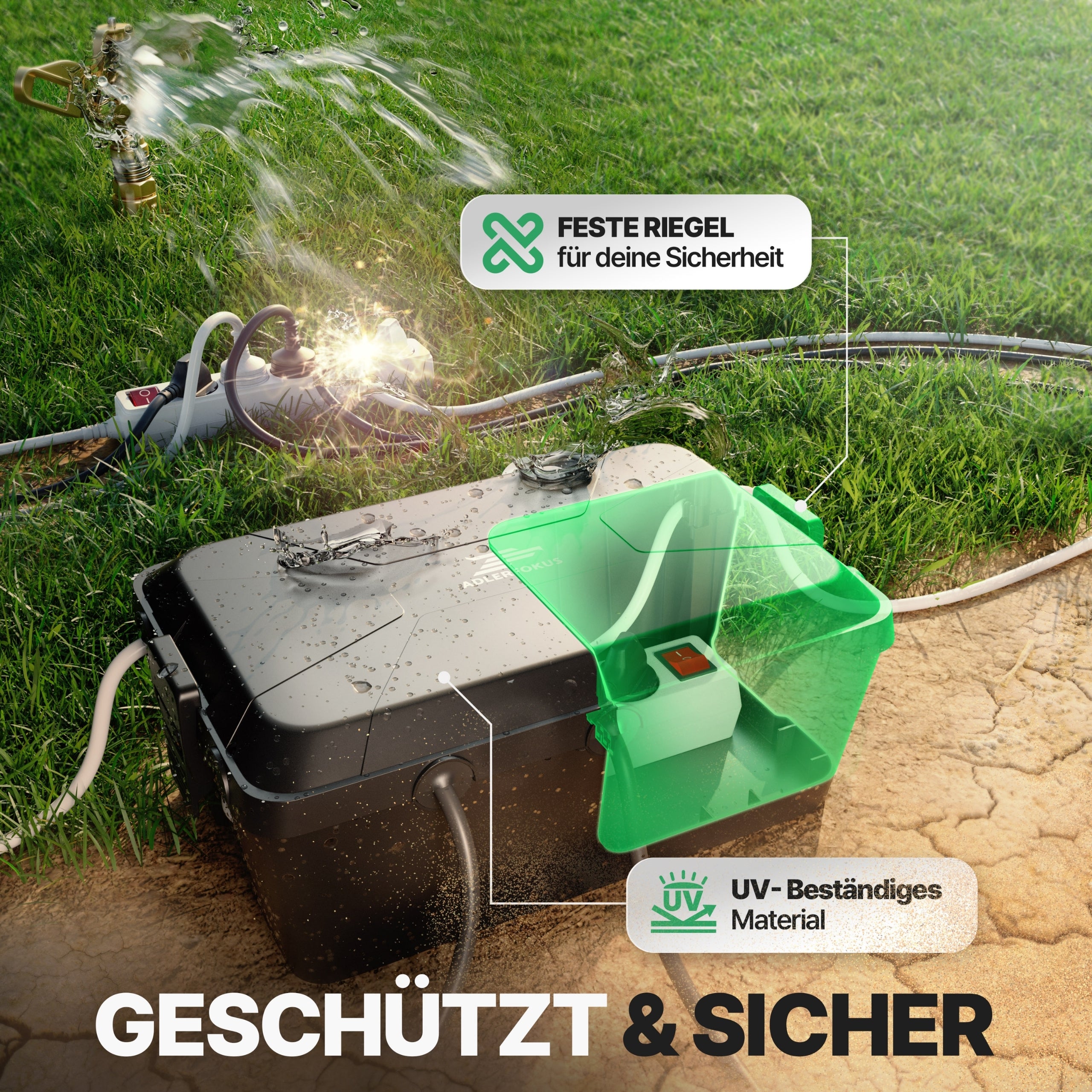 Wetterfeste Kabelbox (IP54) mit 7 Kabeleingängen