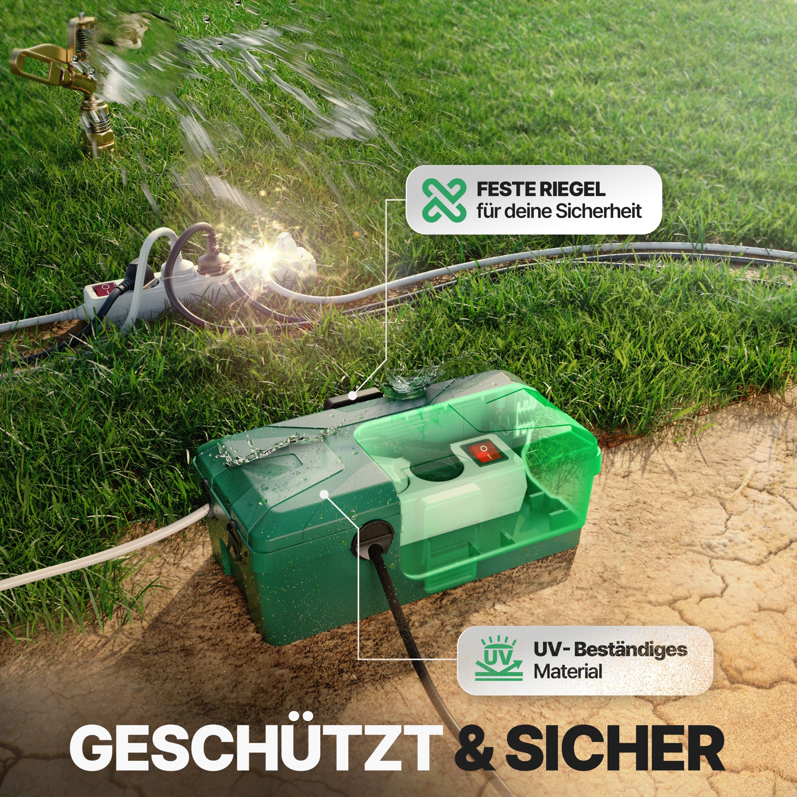 Wetterfeste Kabelbox (IP54) mit 6 Kabeleingängen